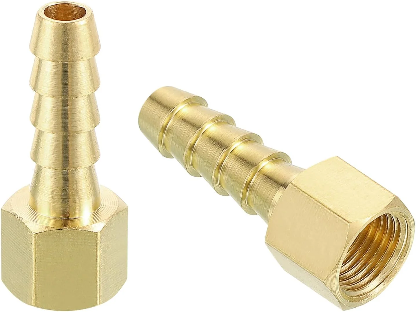 اتصال شیلنگ برنجی 2 عددی، سایز 1/4 اینچ خاردار به 1/8 اینچ NPT مادگی، آداپتور اتصالات لوله برنجی برای اتصال لوله ها، دستگاه های مکانیکی، تجهیزات لوله کشی