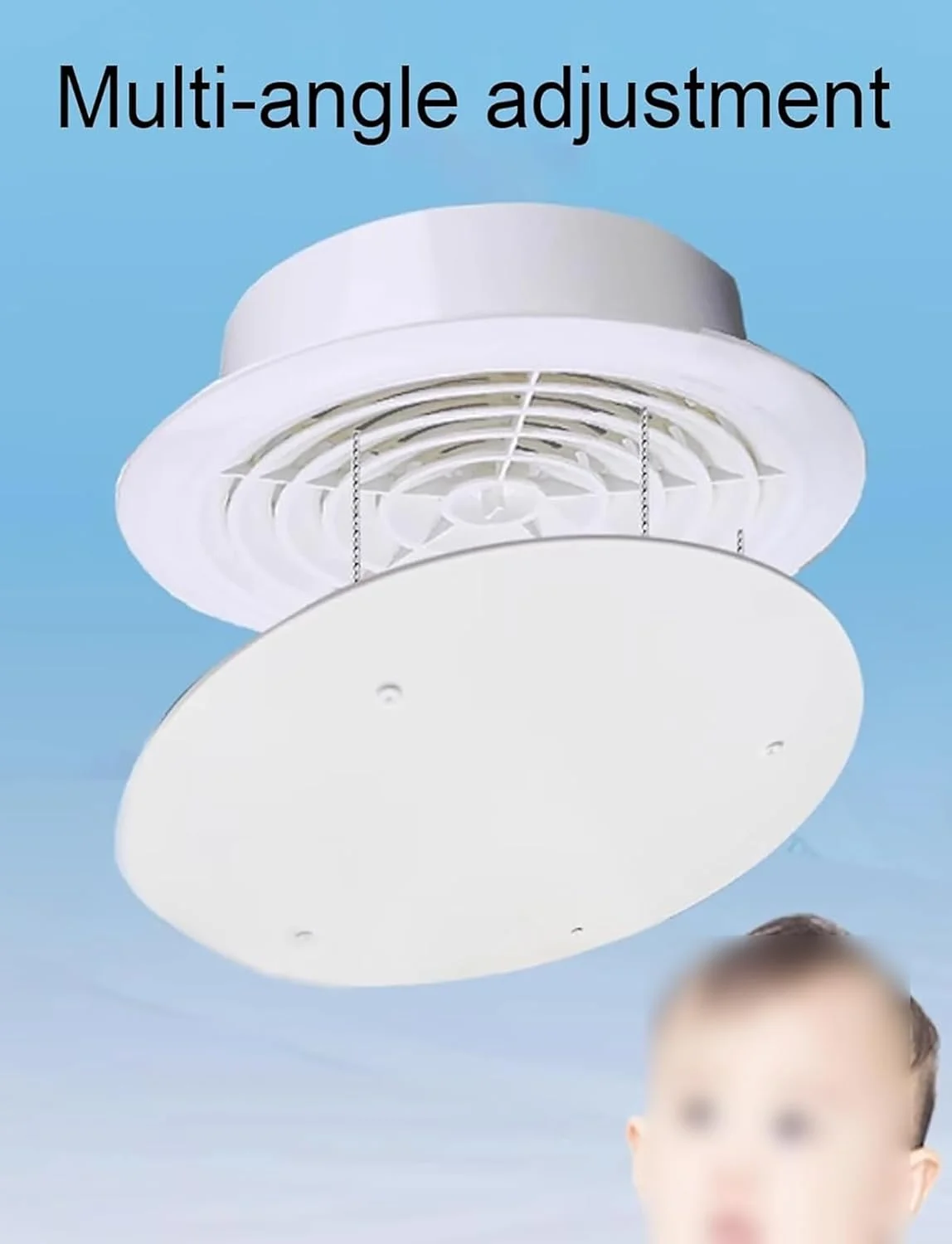 منحرف کننده دریچه تهویه مطبوع قابل تنظیم، هدایت کننده باد کولر گازی سقفی گرد ضد وزش، پوشش دریچه AC، برای استفاده در خانه و محل کار (60x60 سانتی متر / 23.6x23.6 اینچ)