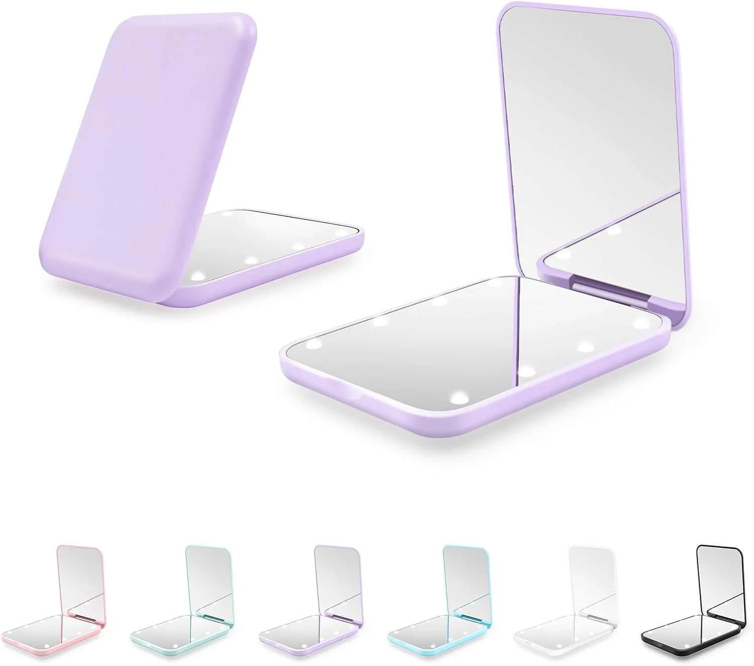 آینه جیبی فشرده Kakuje، آینه LED با بزرگنمایی 1X/3X با باتری داخلی، آینه کوچک برای کیف پول، جیب، مسافرت و هدیه