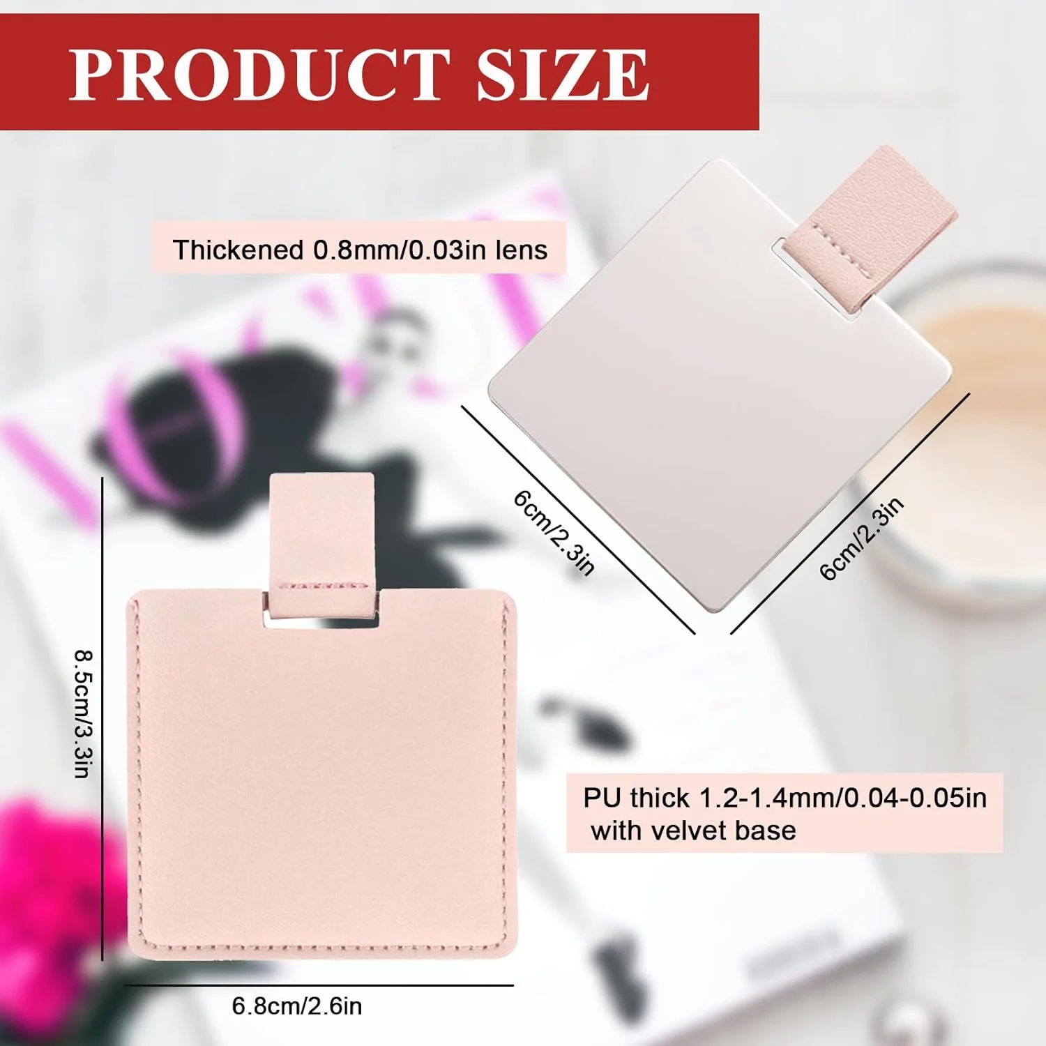 آینه جیبی استیل ضد زنگ Huakaile، نشکن، مناسب کیف دستی، آینه مسافرتی با روکش چرمی PU، آینه اصلاح دستی برای زنان و مردان، آرایش، هدیه (صورتی و قرمز) - 2 عدد آینه جیبی استیل ضد زنگ Huakaile، نشکن، مناسب کیف دستی، آینه مسافرتی با روکش چرمی PU، آینه اصلاح دستی برای زنان و مردان، آرایش، هدیه (صورتی و قرمز) - 2 عدد