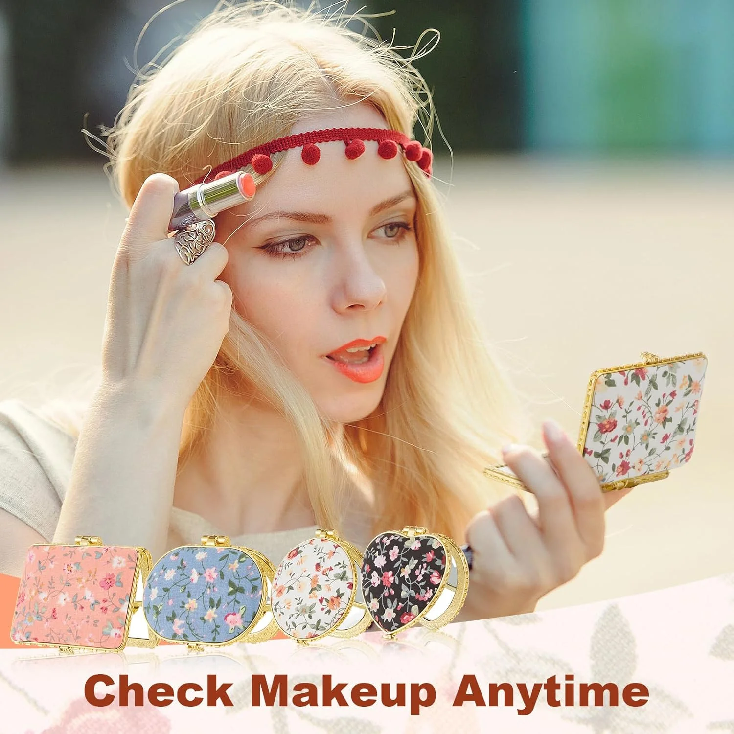 ست آینه آرایشی جیبی تاشو Jetec با طرح گل، 32 عددی، هدیه مناسب برای خانم ها، هدیه بازگشت هندی برای مراسمات مذهبی، آینه های آرایشی تاشو با کیف هدیه و کارت تشکر برای عروسی، دیوالی و جشن خانه نو