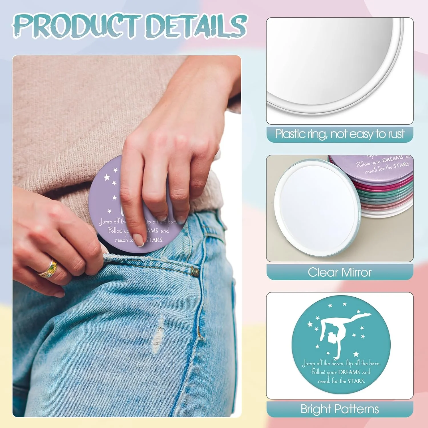 آینه جیبی کوچک CroBlissful، بسته 18 عددی، هدیه ای مناسب برای خانم ها، قطر 7 سانتی متر، آینه کیف دستی، هدیه ای الهام بخش برای دوستداران ورزش، لوازم جانبی تیمی آینه جیبی کوچک CroBlissful، بسته 18 عددی، هدیه ای مناسب برای خانم ها، قطر 7 سانتی متر، آینه کیف دستی، هدیه ای الهام بخش برای دوستداران ورزش، لوازم جانبی تیمی