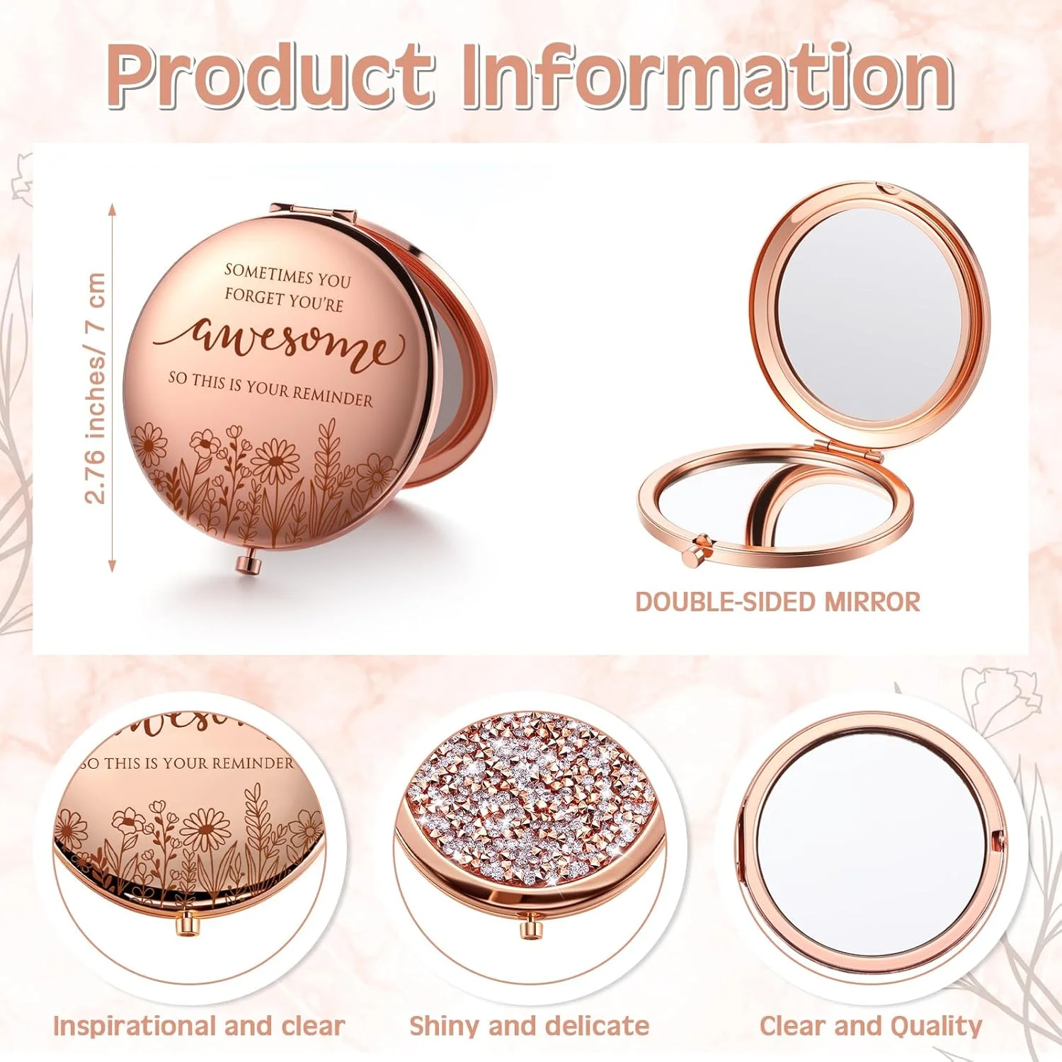 آینه آرایشی تاشو دو طرفه زنانه CroBlissful، 10 ست هدیه زنانه، آینه جیبی جمع و جور با نگین های بدلیجات به همراه کارت هدیه برای مهمانی های زنانه، هدیه هفته پرستار، بزرگسالان آینه آرایشی تاشو دو طرفه زنانه CroBlissful، 10 ست هدیه زنانه، آینه جیبی جمع و جور با نگین های بدلیجات به همراه کارت هدیه برای مهمانی های زنانه، هدیه هفته پرستار، بزرگسالان