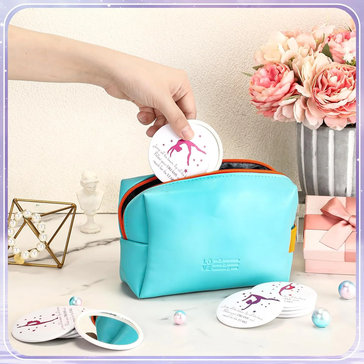 آینه جیبی فشرده 18 عددی CroBlissful با طرح ژیمناستیک برای زنان، 7 سانتی متر، هدیه ای الهام بخش برای مهمانی های ژیمناستیک، مناسب برای علاقه مندان به ورزش و لوازم تیمی (صورتی و بنفش) آینه جیبی فشرده 18 عددی CroBlissful با طرح ژیمناستیک برای زنان، 7 سانتی متر، هدیه ای الهام بخش برای مهمانی های ژیمناستیک، مناسب برای علاقه مندان به ورزش و لوازم تیمی (صورتی و بنفش)