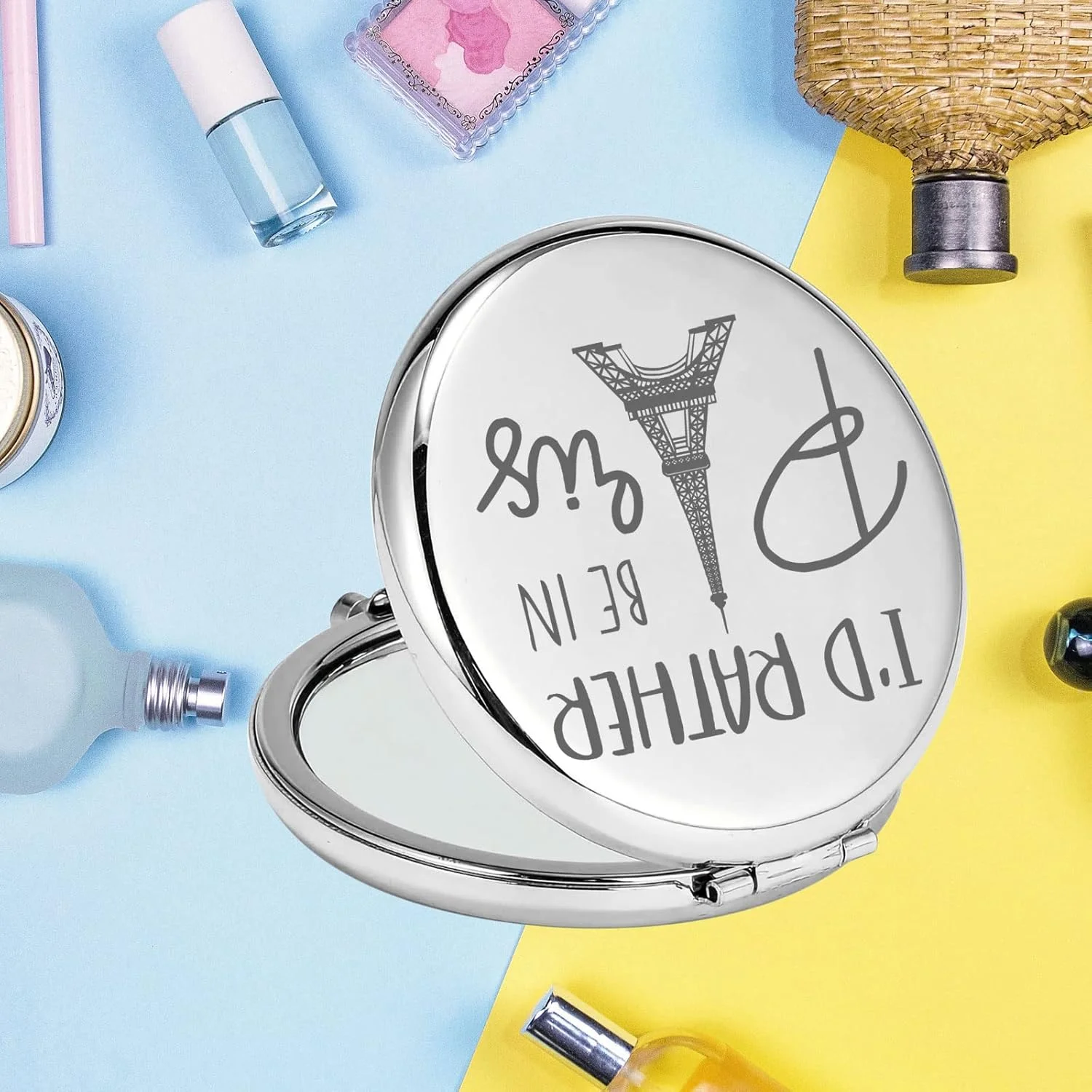 آینه جیبی برج ایفل KEYCHIN، هدیه بازدید از پاریس، آینه آرایشی جمع و جور، سوغاتی فرانسه، هدیه بازدید از پاریس (طرح پاریس-S)