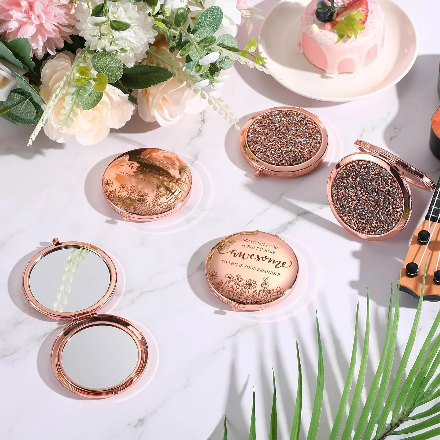 آینه آرایشی تاشو دو طرفه زنانه CroBlissful، 10 ست هدیه زنانه، آینه جیبی جمع و جور با نگین های بدلیجات به همراه کارت هدیه برای مهمانی های زنانه، هدیه هفته پرستار، بزرگسالان آینه آرایشی تاشو دو طرفه زنانه CroBlissful، 10 ست هدیه زنانه، آینه جیبی جمع و جور با نگین های بدلیجات به همراه کارت هدیه برای مهمانی های زنانه، هدیه هفته پرستار، بزرگسالان