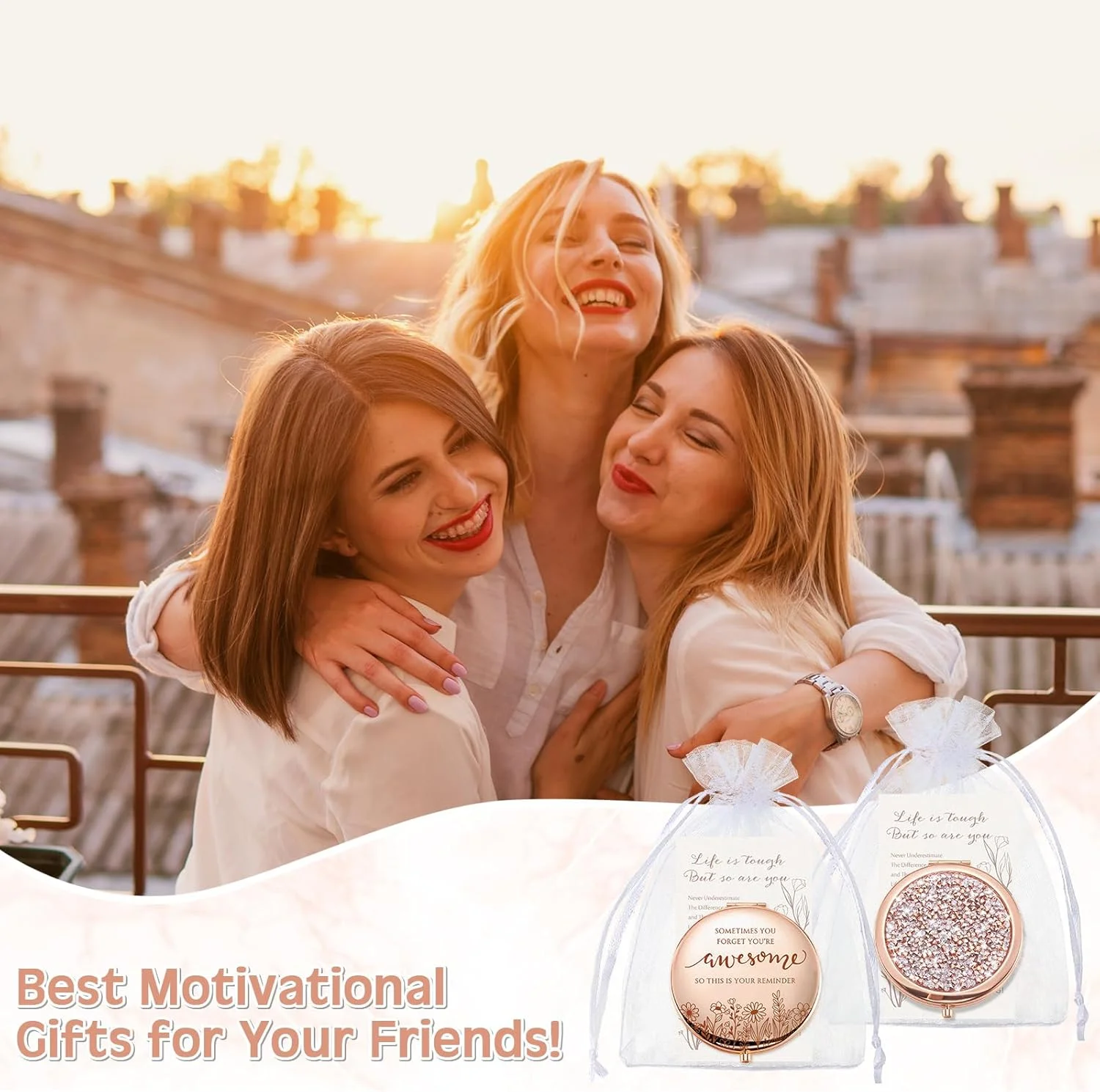 آینه آرایشی تاشو دو طرفه زنانه CroBlissful، 10 ست هدیه زنانه، آینه جیبی جمع و جور با نگین های بدلیجات به همراه کارت هدیه برای مهمانی های زنانه، هدیه هفته پرستار، بزرگسالان آینه آرایشی تاشو دو طرفه زنانه CroBlissful، 10 ست هدیه زنانه، آینه جیبی جمع و جور با نگین های بدلیجات به همراه کارت هدیه برای مهمانی های زنانه، هدیه هفته پرستار، بزرگسالان