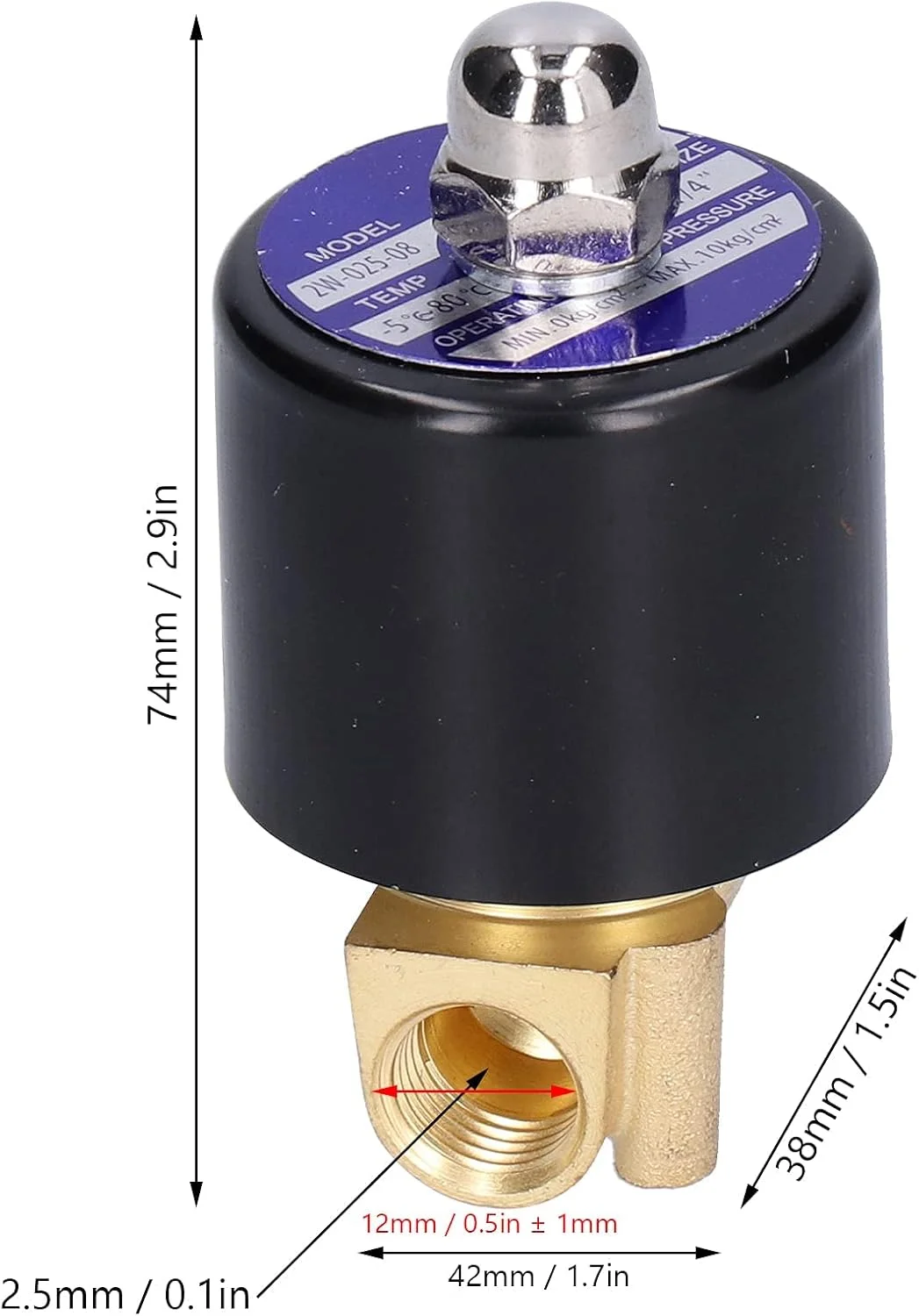 شیر برقی، شیر الکترومغناطیسی کوچک نرمال بسته با ساختار دیافراگم تخت برنجی ریخته گری شده برای آب، هوا، گازوئیل، 1/4 اینچ 2W?025?08