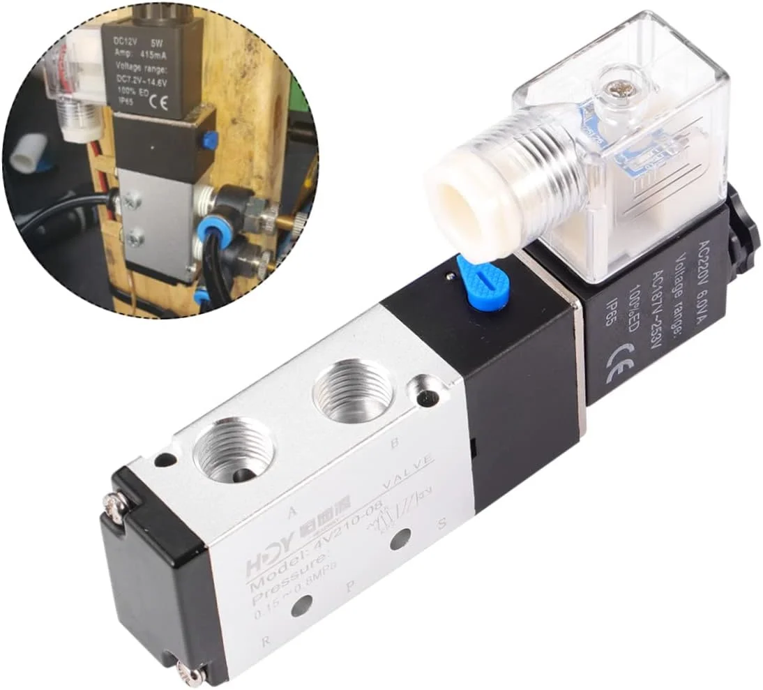 2 عدد شیر برقی، شیرهای سلونوئیدی، شیر برقی تک سیم پیچ، شیر برقی پنوماتیک، شیر برقی الکتریکی، لوازم جانبی کمپرسور سیم پیچ سلونوئیدی، سلونوئید 2 موقعیت 5 راه خلاء