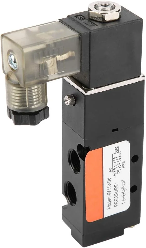 شیر الکترومغناطیسی QIVGXBO، سلونوئید G1/8 اینچی 4V110-06، شیر هوای الکترومغناطیسی پایلوت دار 5 پورت 2 حالته (DC24V) Leunlee
