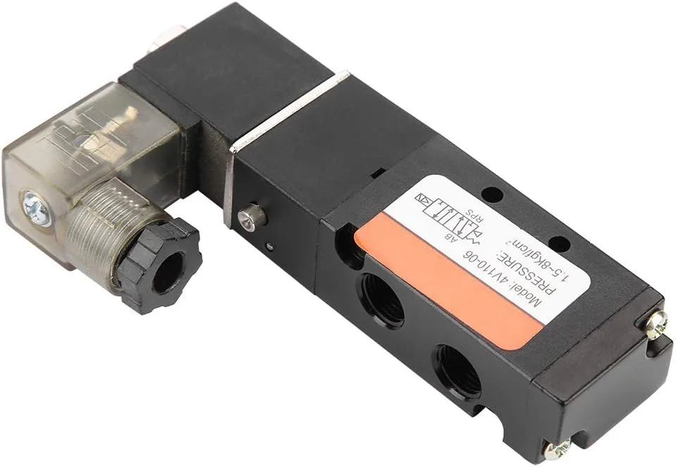 شیر الکترومغناطیسی QIVGXBO، سلونوئید G1/8 اینچی 4V110-06، شیر هوای الکترومغناطیسی پایلوت دار 5 پورت 2 حالته (DC24V) Leunlee