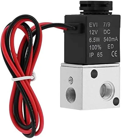 شیر برقی پنوماتیک 3V1-06 DC 12V/24V سه راهی دو حالته 1/8 اینچ BSP نرمال بسته، شیر هوای الکتریکی پنوماتیک برای کنترل قدرت پنوماتیک (DC12V)، شیر الکترومغناطیسی