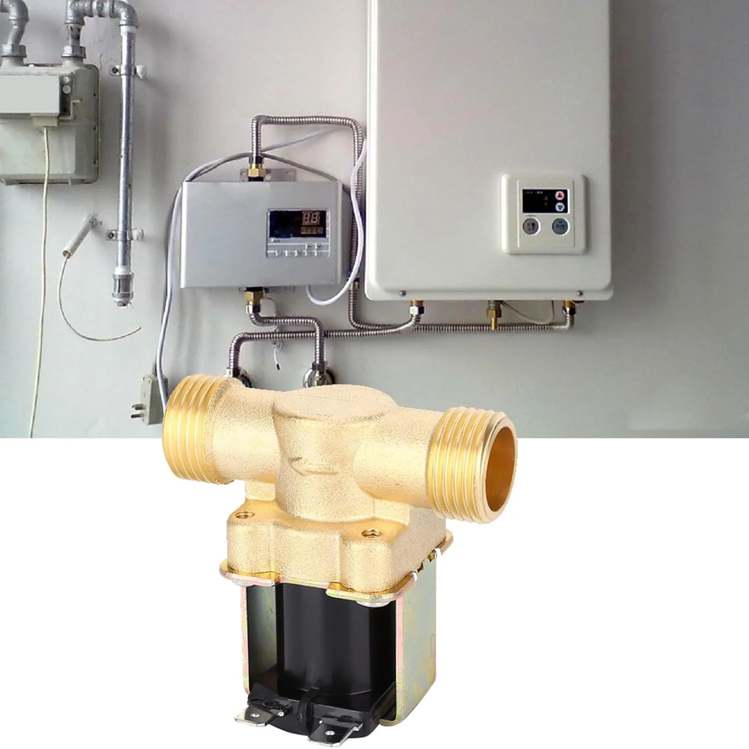 شیر برقی 1/2 اینچ Oreilet، شیر الکترومغناطیسی مسی DC12V / 24V AC220V برای آبگرمکن های خورشیدی، 0.02-0.8MPa 32-176°F (DC12V)