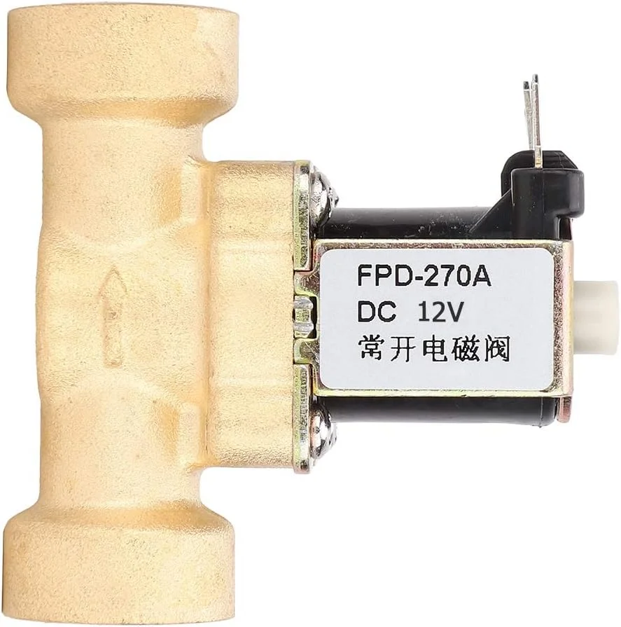 شیر برقی نرمال باز DC با سایز G1/2 اینچ، شیر یک طرفه برنجی با رزوه مادگی (DC12V) شیر برقی نرمال باز DC با سایز G1/2 اینچ، شیر یک طرفه برنجی با رزوه مادگی (DC12V)