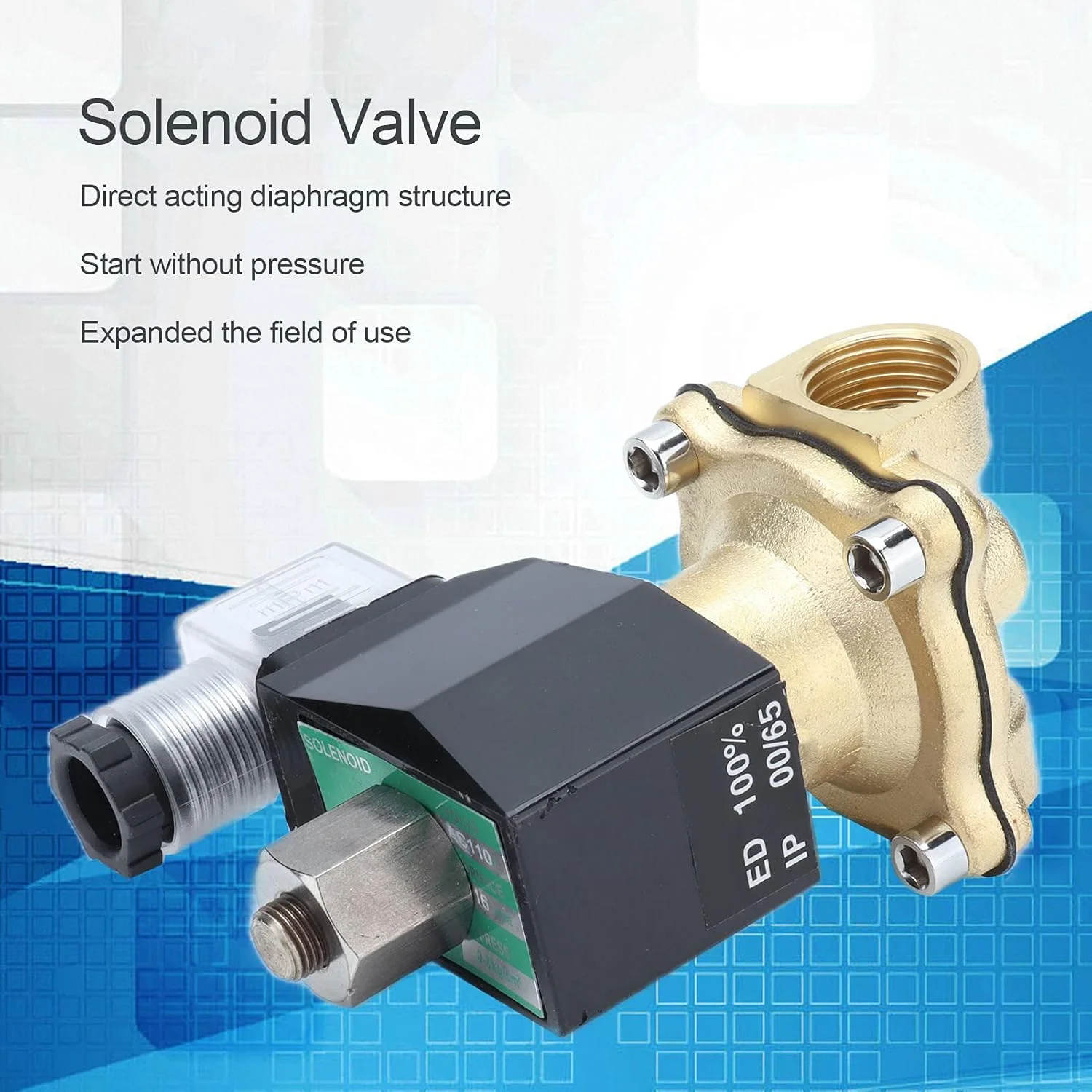 شیر برقی برنجی دیافراگمی دو طرفه نرمال باز 2W-15K برای تجهیزات اتوماسیون (AC24V)، شیر الکترومغناطیسی