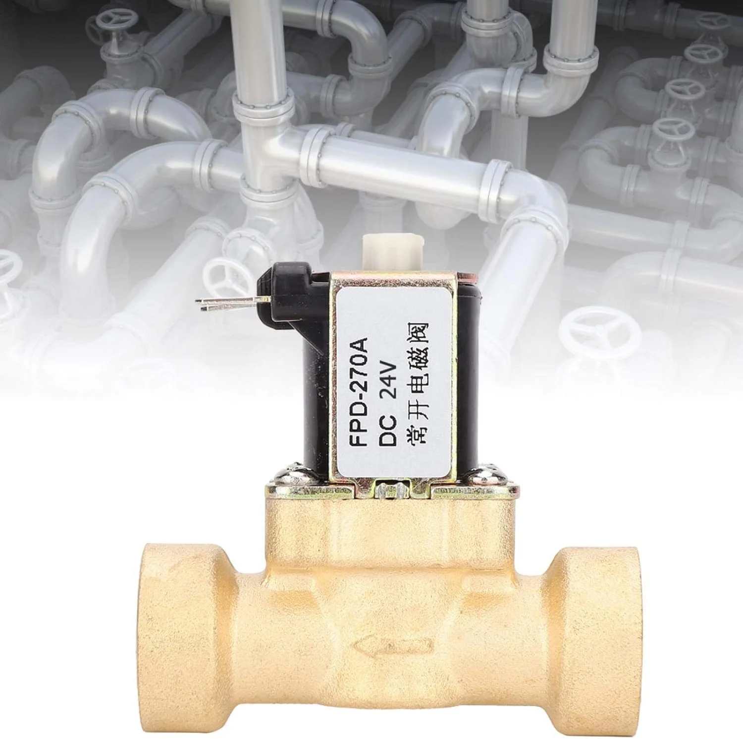 شیر برقی نرمالی باز DC با سایز G1/2 اینچ، شیر یک طرفه برنجی با رزوه مادگی (DC24V)