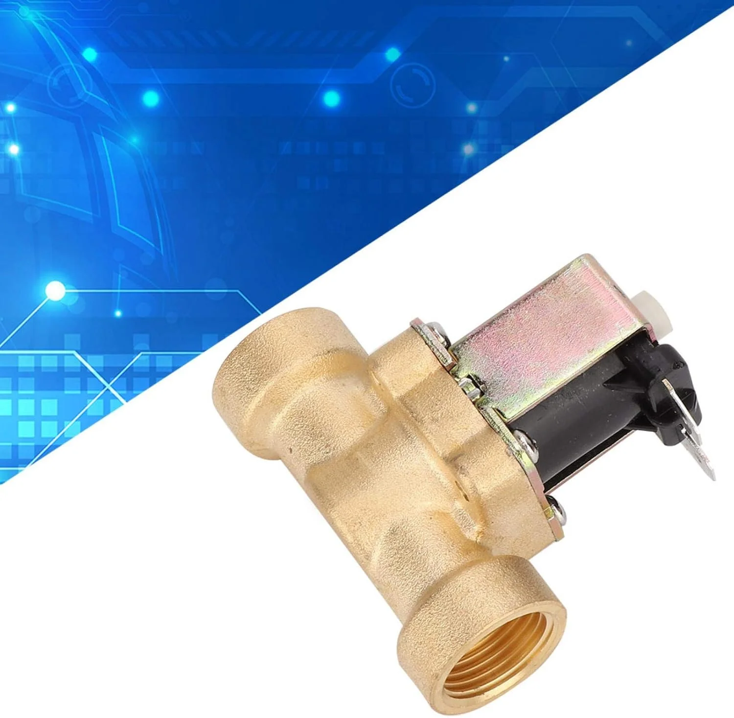 شیر برقی نرمالی باز DC با سایز G1/2 اینچ، شیر یک طرفه برنجی با رزوه مادگی (DC24V)