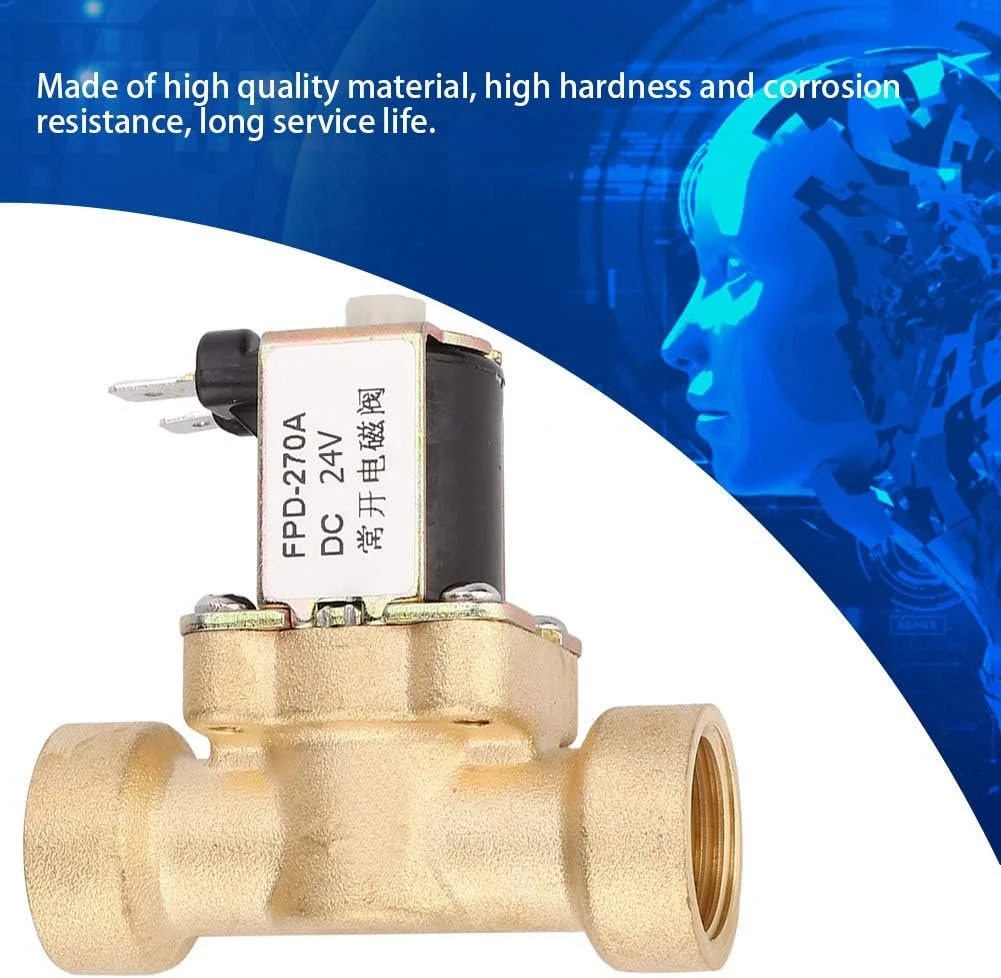 شیر برقی نرمالی باز DC با سایز G1/2 اینچ، شیر یک طرفه برنجی با رزوه مادگی (DC24V)