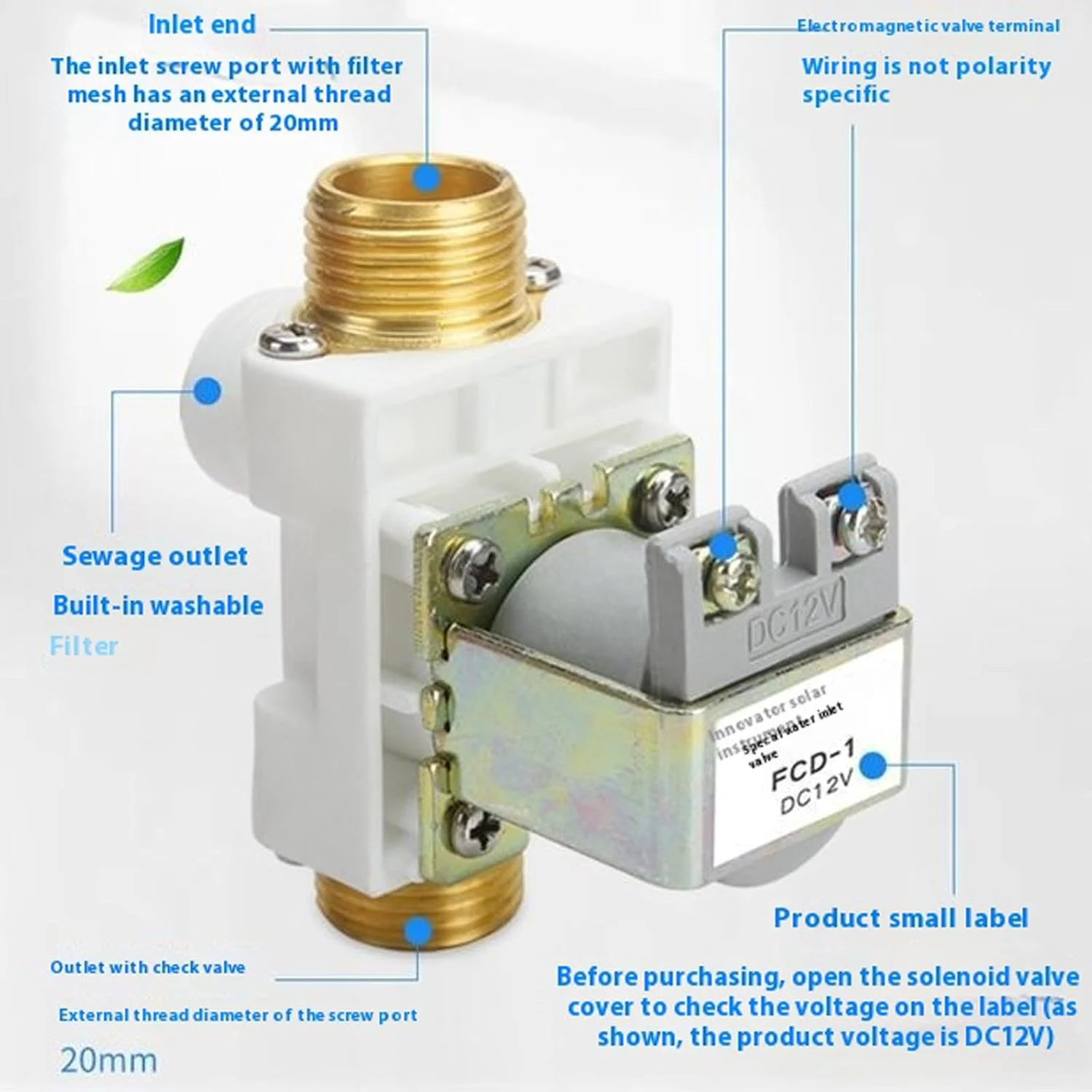 شیرهای الکترومغناطیسی مقاوم در برابر خوردگی، دریچه کنترل خودکار جریان آب، نصب آسان برای آبگرمکن، شیر برقی خورشیدی مسی شیرهای الکترومغناطیسی مقاوم در برابر خوردگی، دریچه کنترل خودکار جریان آب، نصب آسان برای آبگرمکن، شیر برقی خورشیدی مسی
