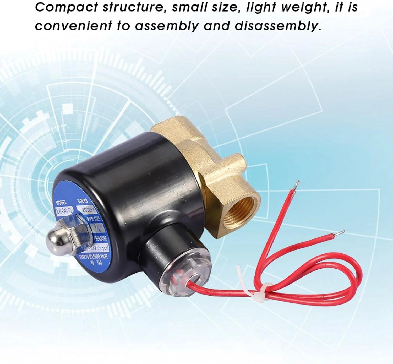 شیر الکترومغناطیسی، شیر برنجی مقاوم در برابر حرارت AC 220V سلونوئیدی عملکرد مستقیم 2 راهه برای صنعت شیر الکترومغناطیسی، شیر برنجی مقاوم در برابر حرارت AC 220V سلونوئیدی عملکرد مستقیم 2 راهه برای صنعت