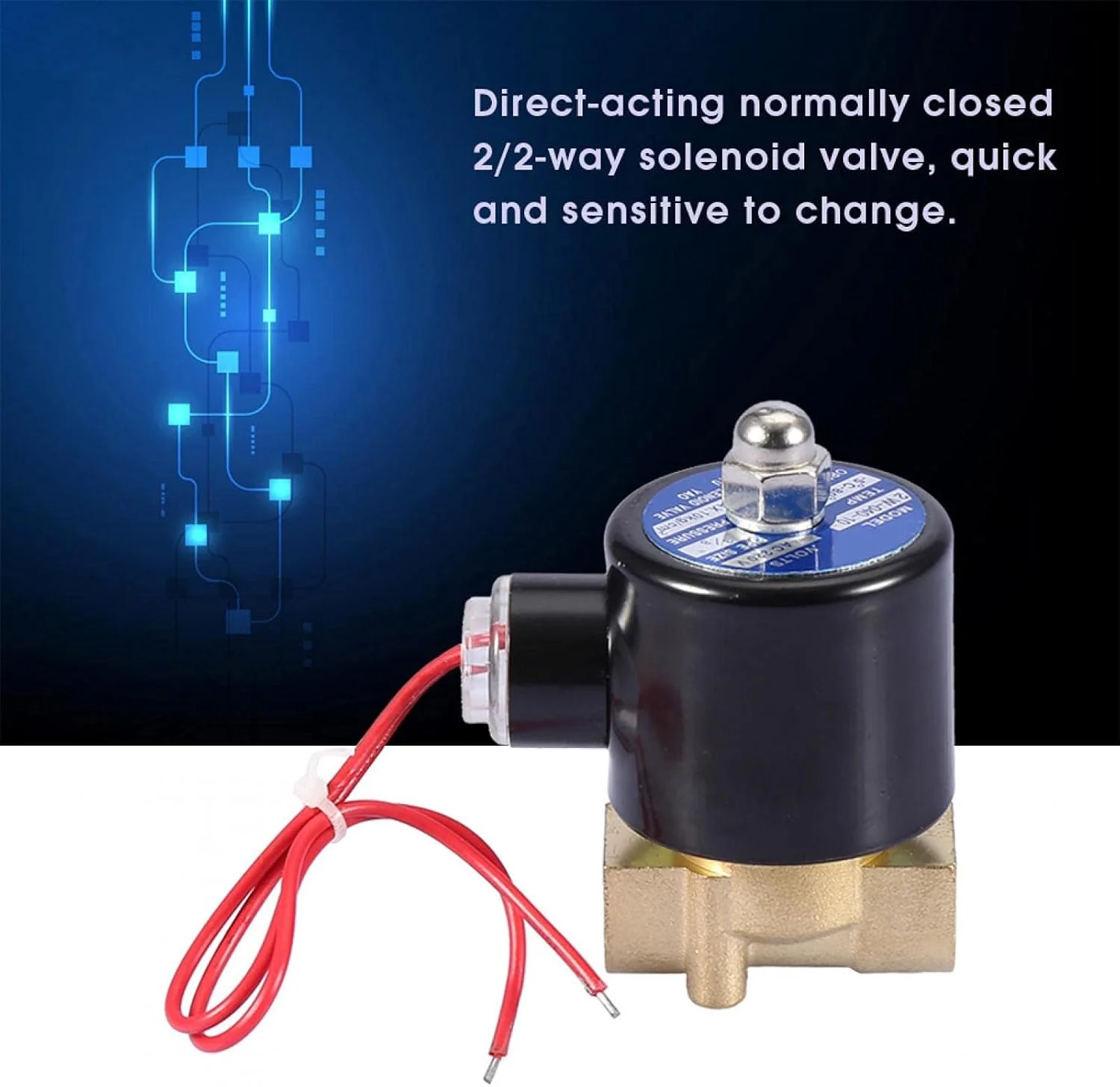 شیر الکترومغناطیسی، شیر برنجی مقاوم در برابر حرارت AC 220V سلونوئیدی عملکرد مستقیم 2 راهه برای صنعت شیر الکترومغناطیسی، شیر برنجی مقاوم در برابر حرارت AC 220V سلونوئیدی عملکرد مستقیم 2 راهه برای صنعت