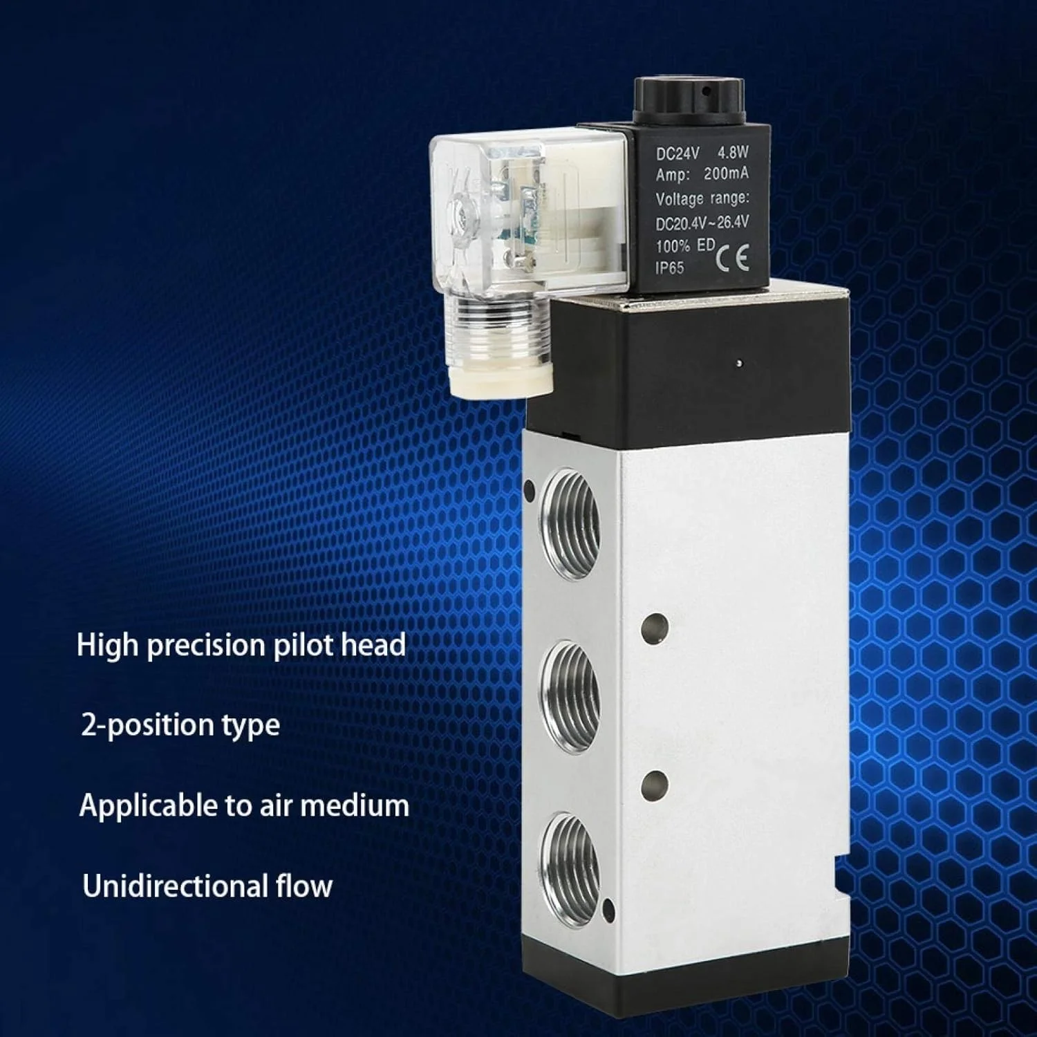 شیر برقی 5/2 راهه مدل 4V410-15، نوع خروجی، قطعه جایگزین تجهیزات مکانیکی برای AirTAC(D24V)