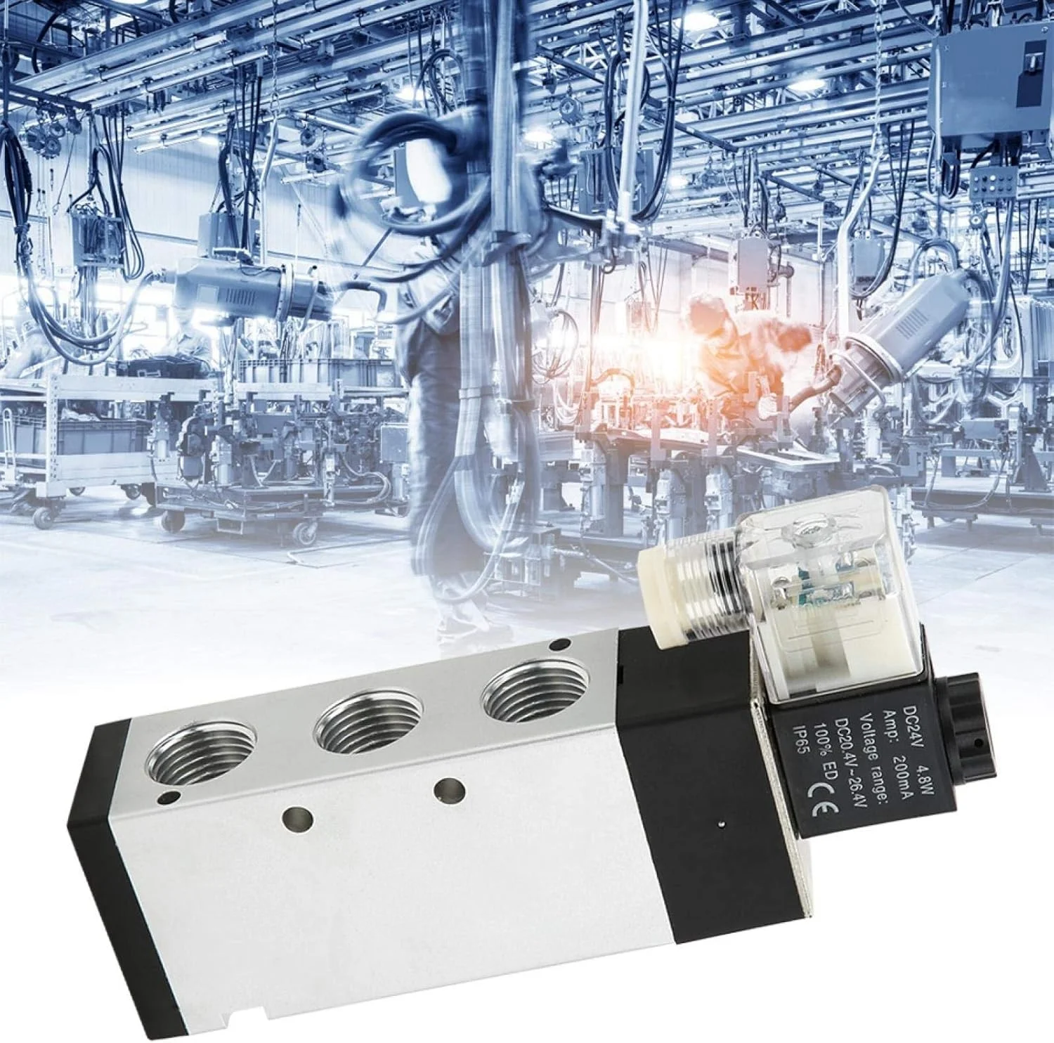 شیر برقی 5/2 راهه مدل 4V410-15، نوع خروجی، قطعه جایگزین تجهیزات مکانیکی برای AirTAC(D24V)