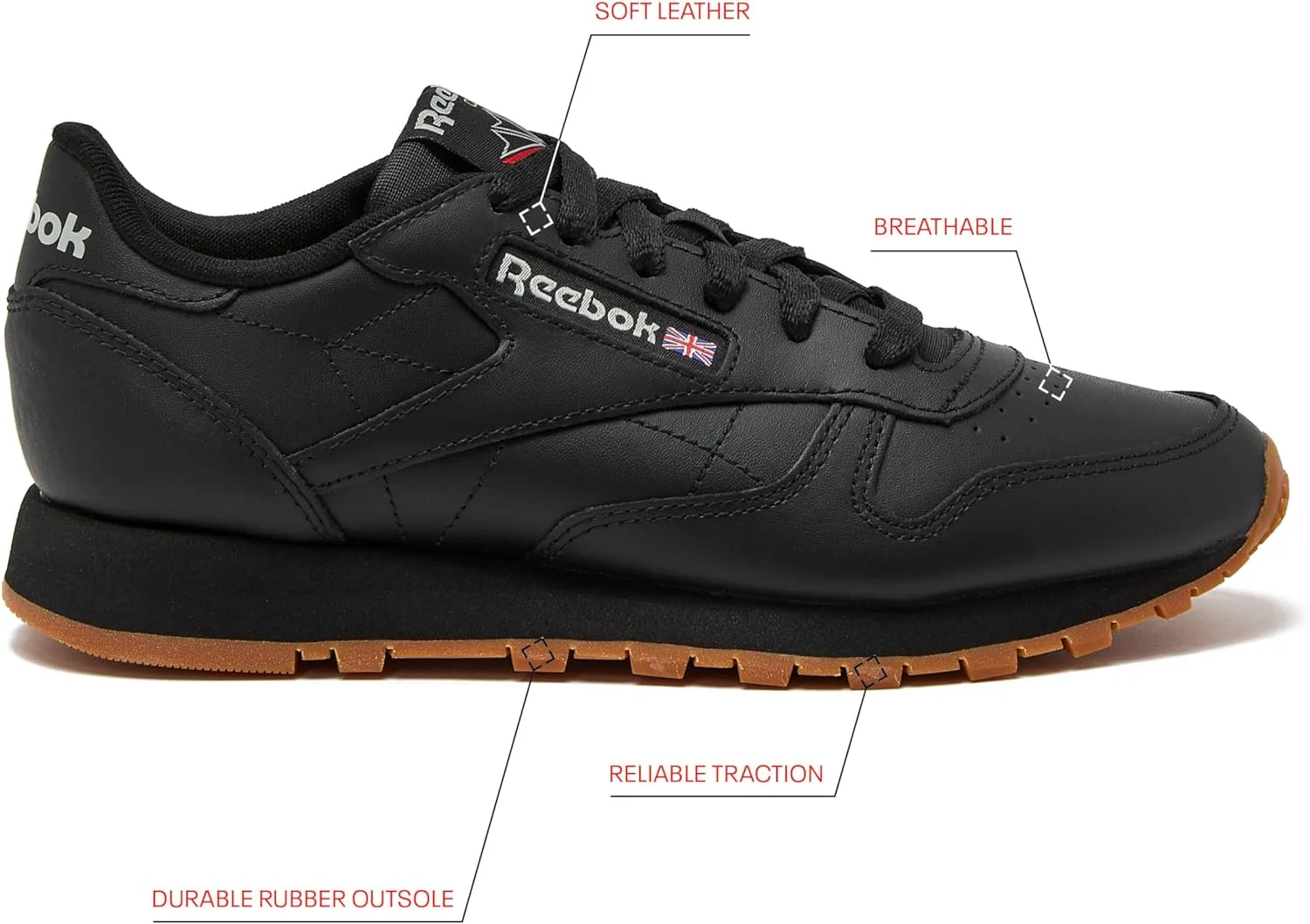 کفش ورزشی چرم کلاسیک زنانه ریباک - کفش تنیس مشکی یا سفید زنانه سایز 36 تا 42 کفش ورزشی زنانه