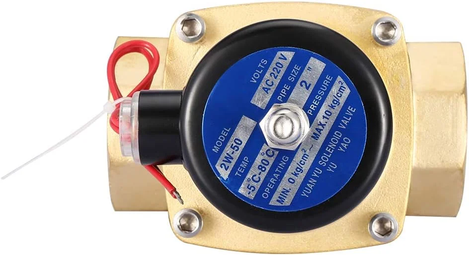 شیر برقی برنجی، شیر برقی برنجی با لاستیک نیتریل، شیر برقی برقی، AC 220V 2 اینچ عملکرد مستقیم برای آب و هوا