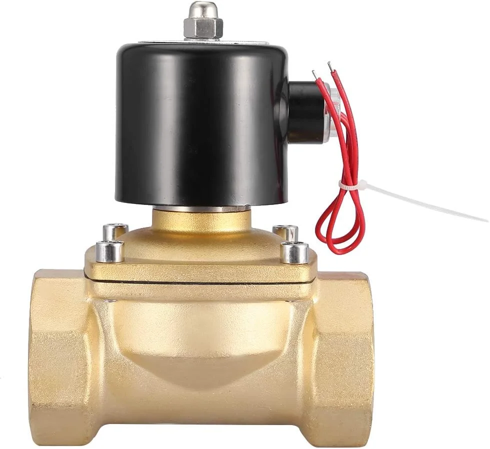 شیر برقی برنجی، شیر برقی برنجی با لاستیک نیتریل، شیر برقی برقی، AC 220V 2 اینچ عملکرد مستقیم برای آب و هوا