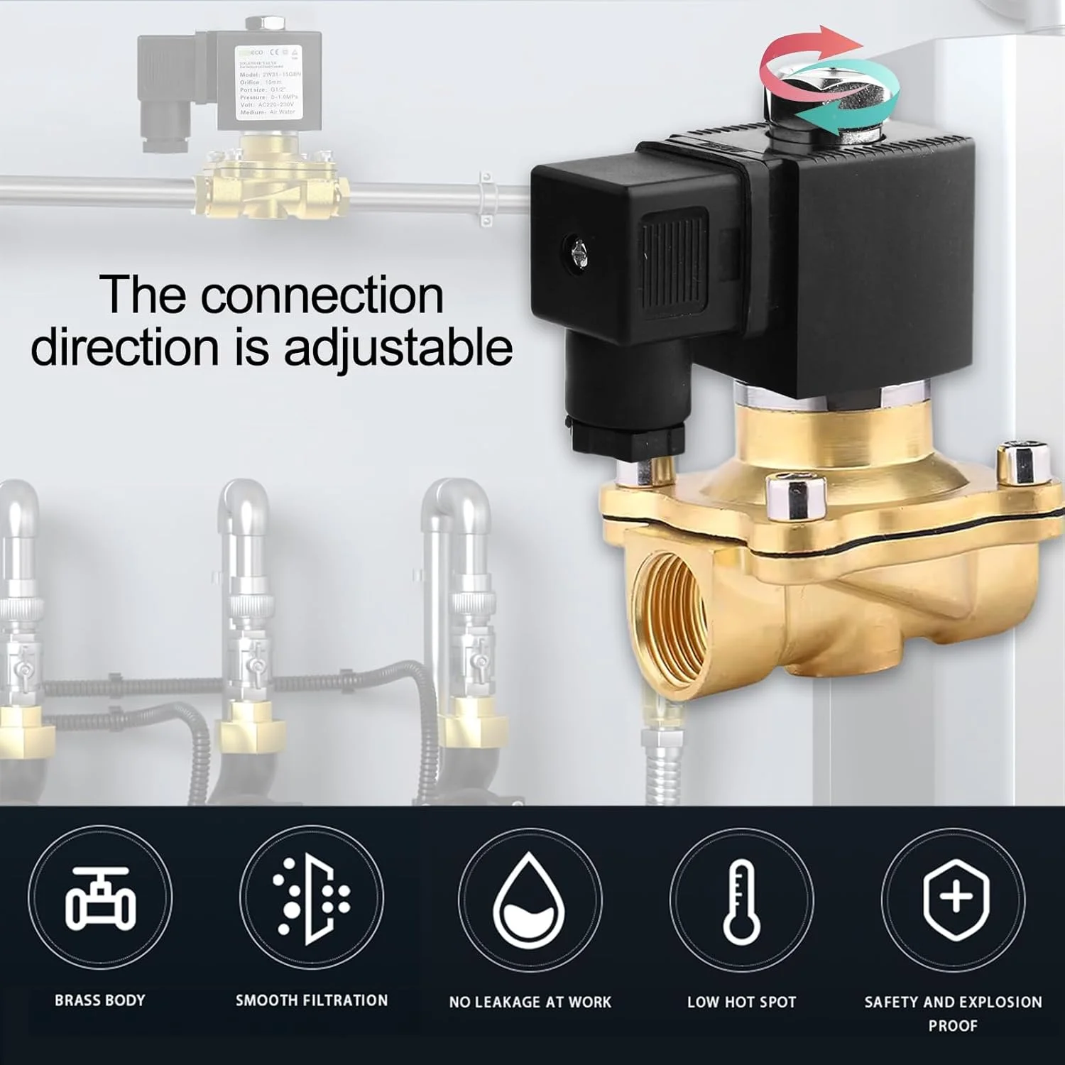 شیر برقی برنجی، شیر الکترومغناطیسی 3/4 اینچ 220 ولت AC، شیر برقی برنجی، کنترل مستقیم برای آب، هوا، گاز شیر برقی برنجی، شیر الکترومغناطیسی 3/4 اینچ 220 ولت AC، شیر برقی برنجی، کنترل مستقیم برای آب، هوا، گاز