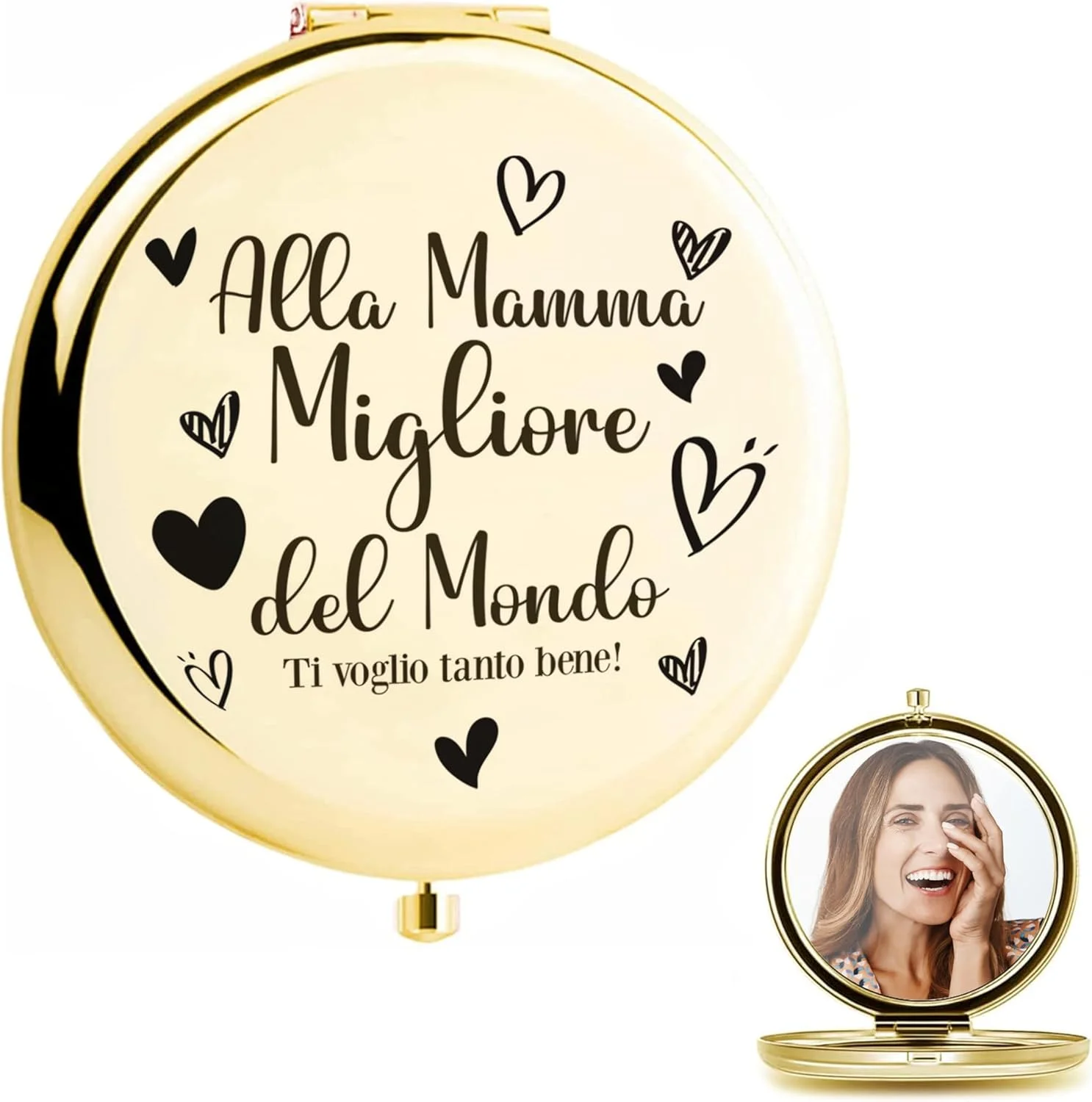آینه تاشو جمع و جور KEÏNELS هدیه ای اصیل برای روز مادر - بهترین مادر دنیا با متن تقدیم "خیلی دوستت دارم" - ایده های هدیه ابزار مفید برای مادر اصیل - آینه قابل حمل