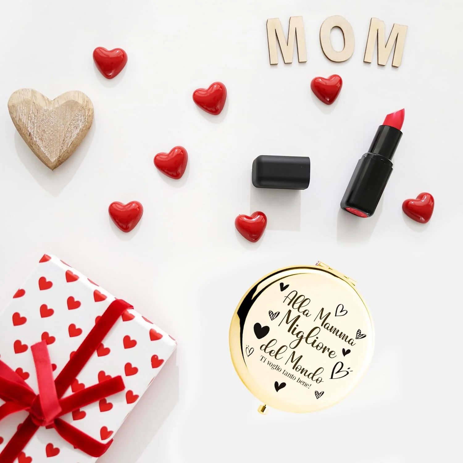 آینه تاشو جمع و جور KEÏNELS هدیه ای اصیل برای روز مادر - بهترین مادر دنیا با متن تقدیم "خیلی دوستت دارم" - ایده های هدیه ابزار مفید برای مادر اصیل - آینه قابل حمل