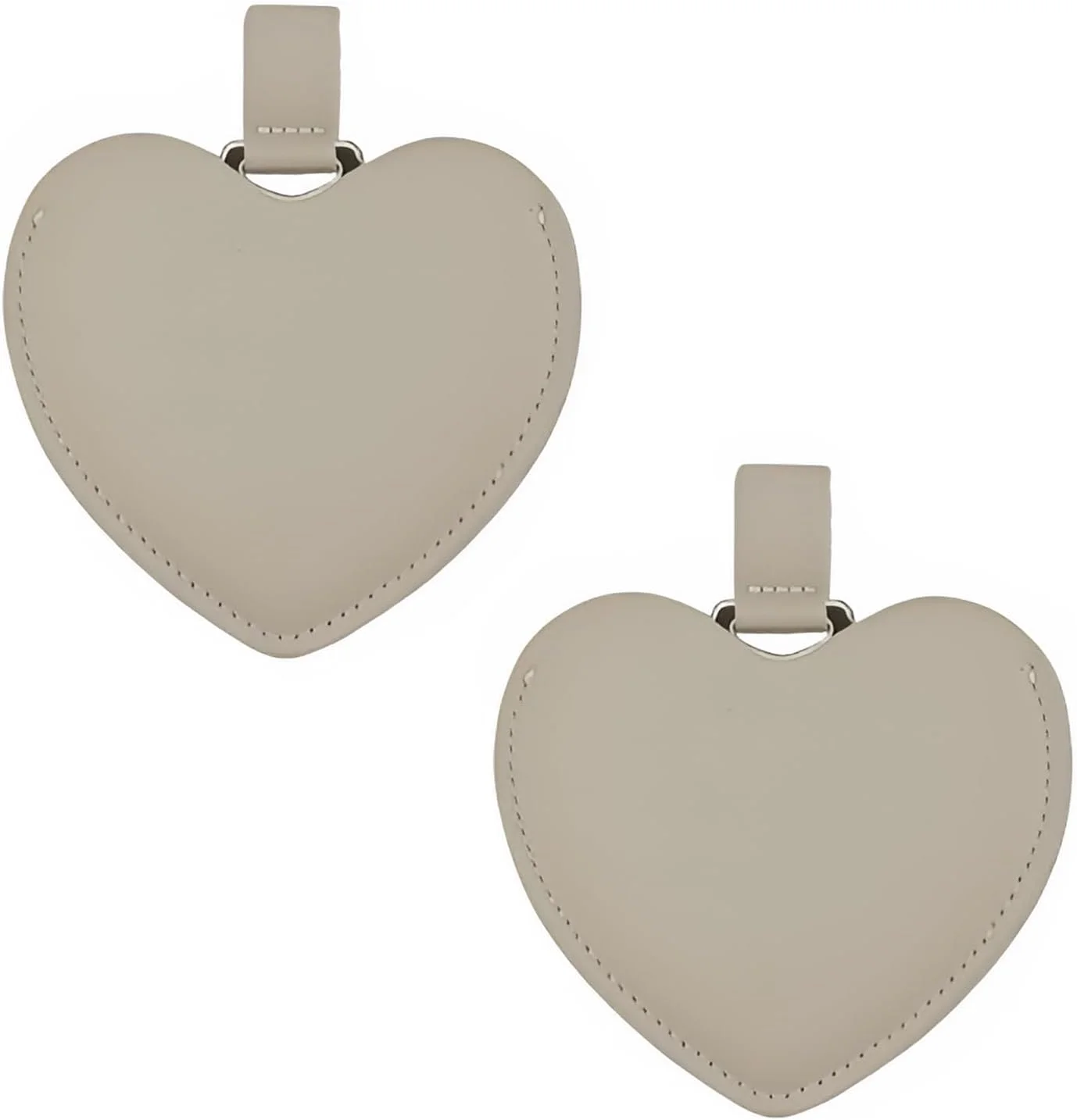 آینه جیبی کوچک استیل INCAUCA، 2 عددی، با روکش چرمی PU، آینه آرایشی مسافرتی کوچک و جمع و جور طرح قلب، آینه نشکن قابل حمل برای دختران و زنان (بژ)