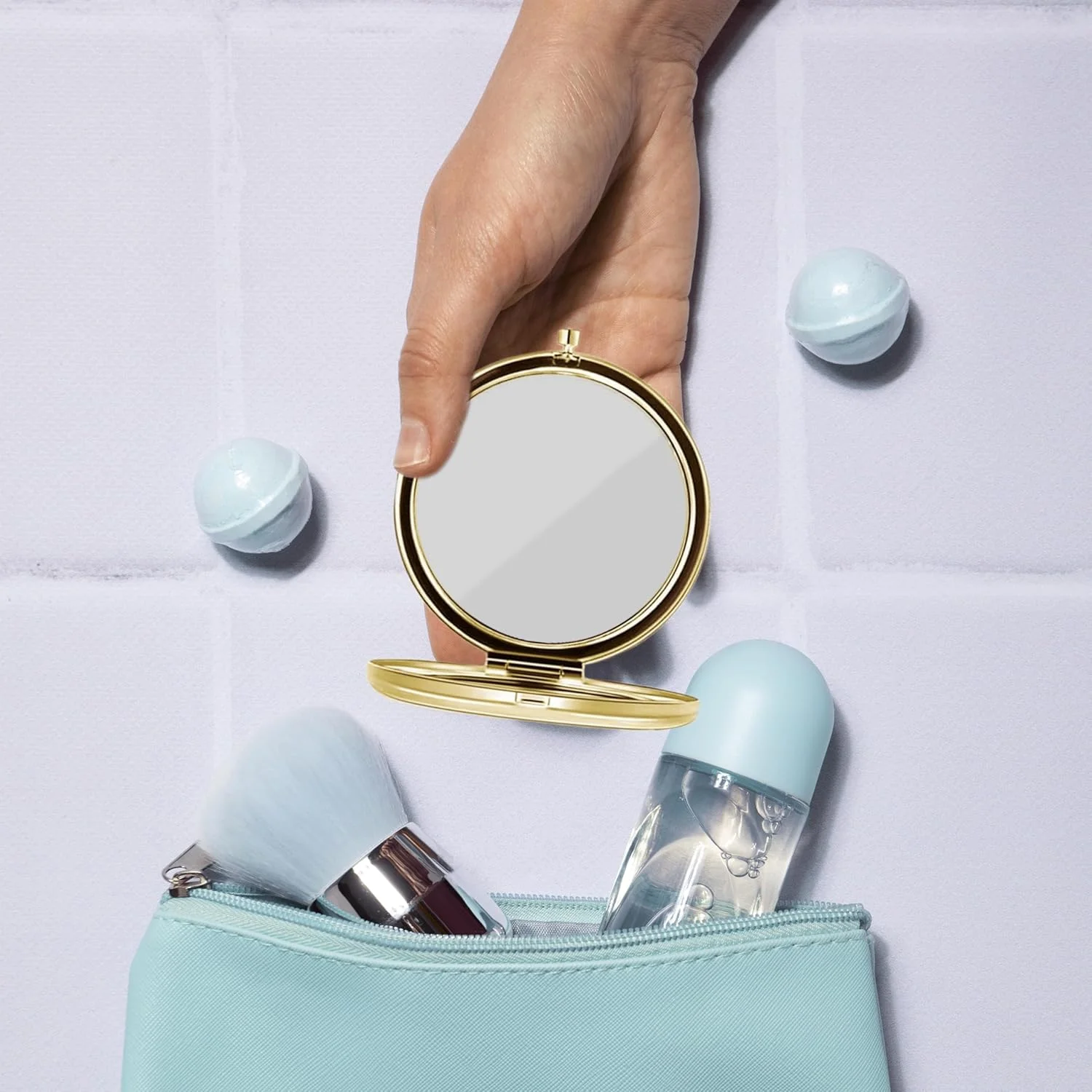 آینه تاشو جمع و جور KEÏNELS هدیه ای اصیل برای روز مادر - بهترین مادر دنیا با متن تقدیم "خیلی دوستت دارم" - ایده های هدیه ابزار مفید برای مادر اصیل - آینه قابل حمل