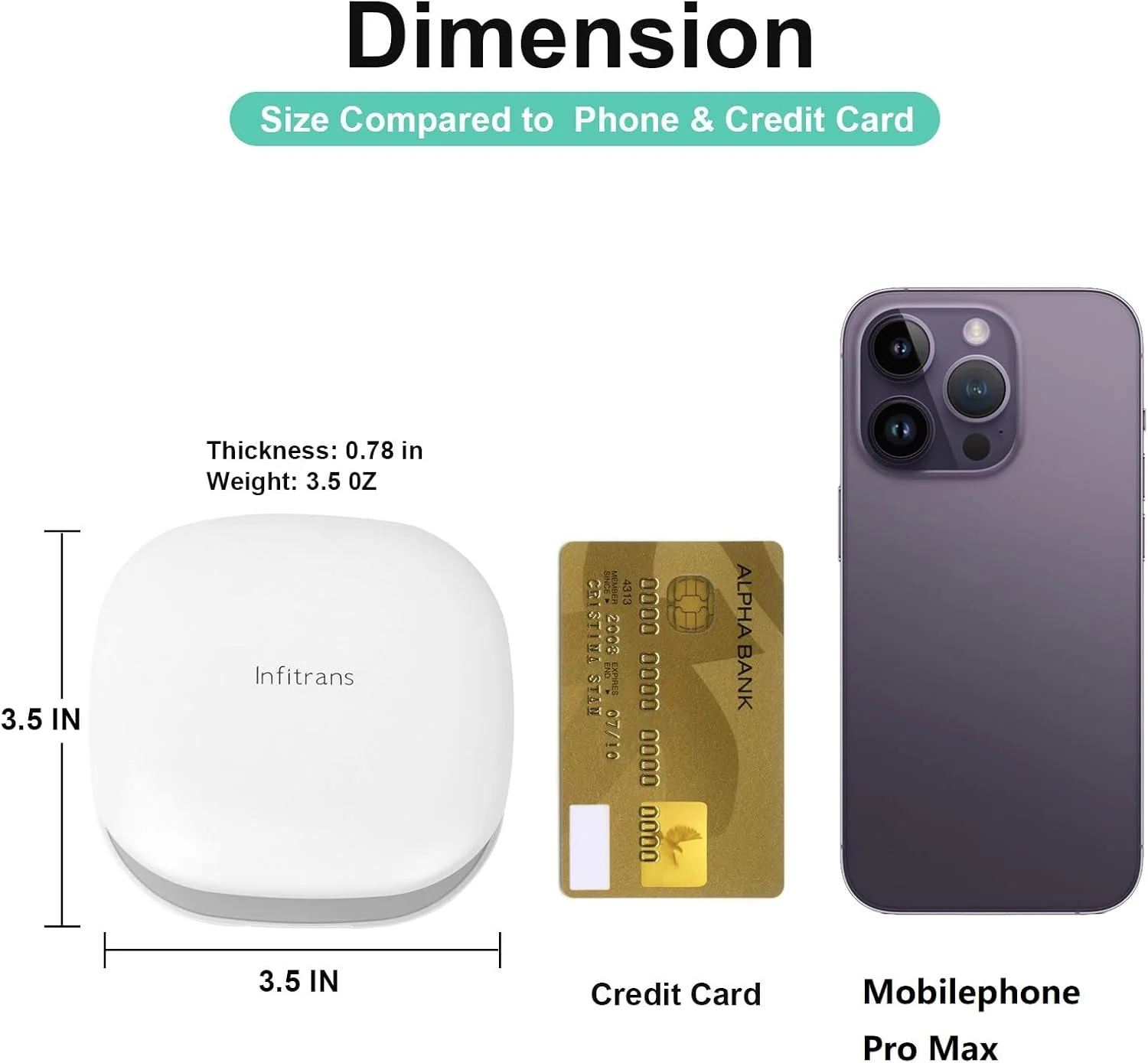 آینه جیبی شارژی Infitrans، آینه آرایشی مسافرتی LED جمع و جور با بزرگنمایی 1X/5X با نور در 3 حالت رنگی، آینه کیف پول، 2 طرفه، قابل حمل، تاشو، دستی، آینه کوچک