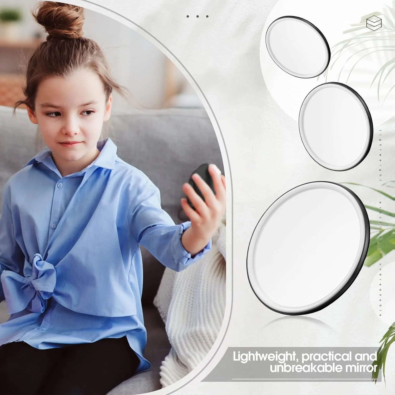 هولری، بسته 48 عددی آینه جیبی گرد الهام بخش، آینه کوچک قابل حمل برای کیف دستی، هدیه تشکر و قدردانی برای مردان، زنان، کودکان، همکاران و دوستان، 7 سانتی متر (مشکی، کلاسیک)