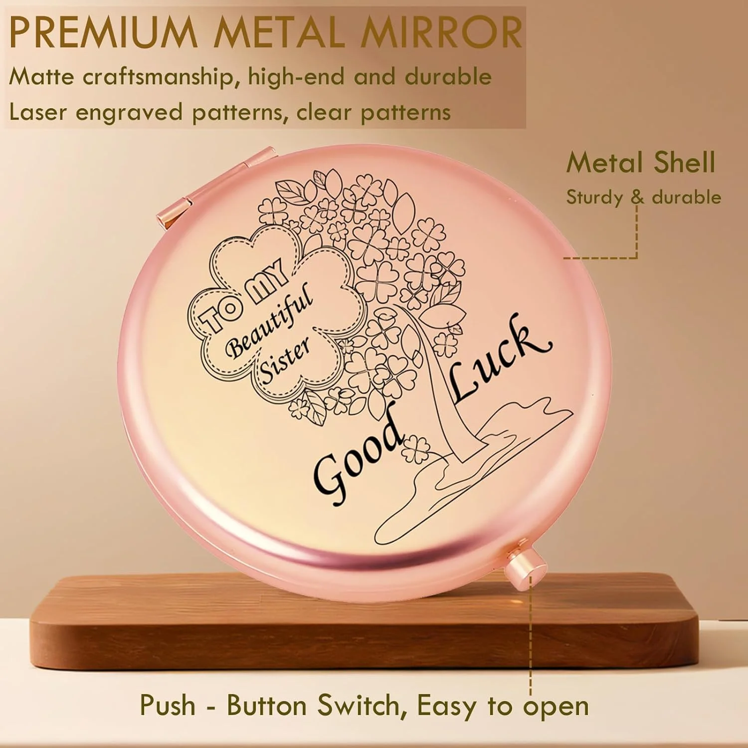 آینه جیبی ITXIYC، آینه مسافرتی کوچک دو طرفه با بزرگنمایی 1X/2X، آینه آرایشی فلزی قابل حمل (رزگلد) آینه جیبی ITXIYC، آینه مسافرتی کوچک دو طرفه با بزرگنمایی 1X/2X، آینه آرایشی فلزی قابل حمل (رزگلد)