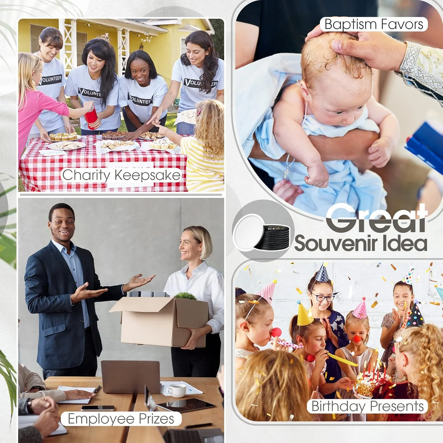 هولری، بسته 48 عددی آینه جیبی گرد الهام بخش، آینه کوچک قابل حمل برای کیف دستی، هدیه تشکر و قدردانی برای مردان، زنان، کودکان، همکاران و دوستان، 7 سانتی متر (مشکی، کلاسیک)