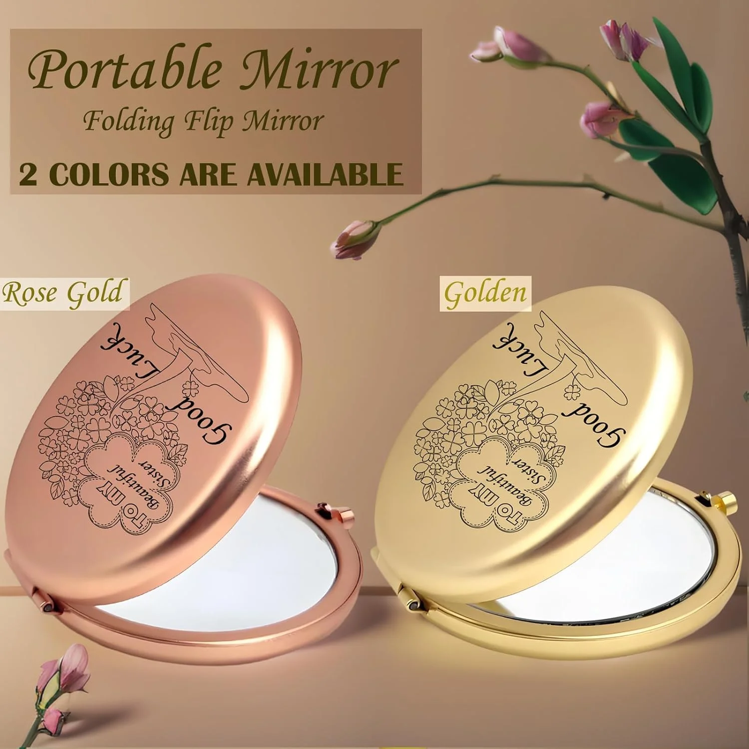 آینه جیبی ITXIYC، آینه مسافرتی کوچک دو طرفه با بزرگنمایی 1X/2X، آینه آرایشی فلزی قابل حمل (رزگلد) آینه جیبی ITXIYC، آینه مسافرتی کوچک دو طرفه با بزرگنمایی 1X/2X، آینه آرایشی فلزی قابل حمل (رزگلد)