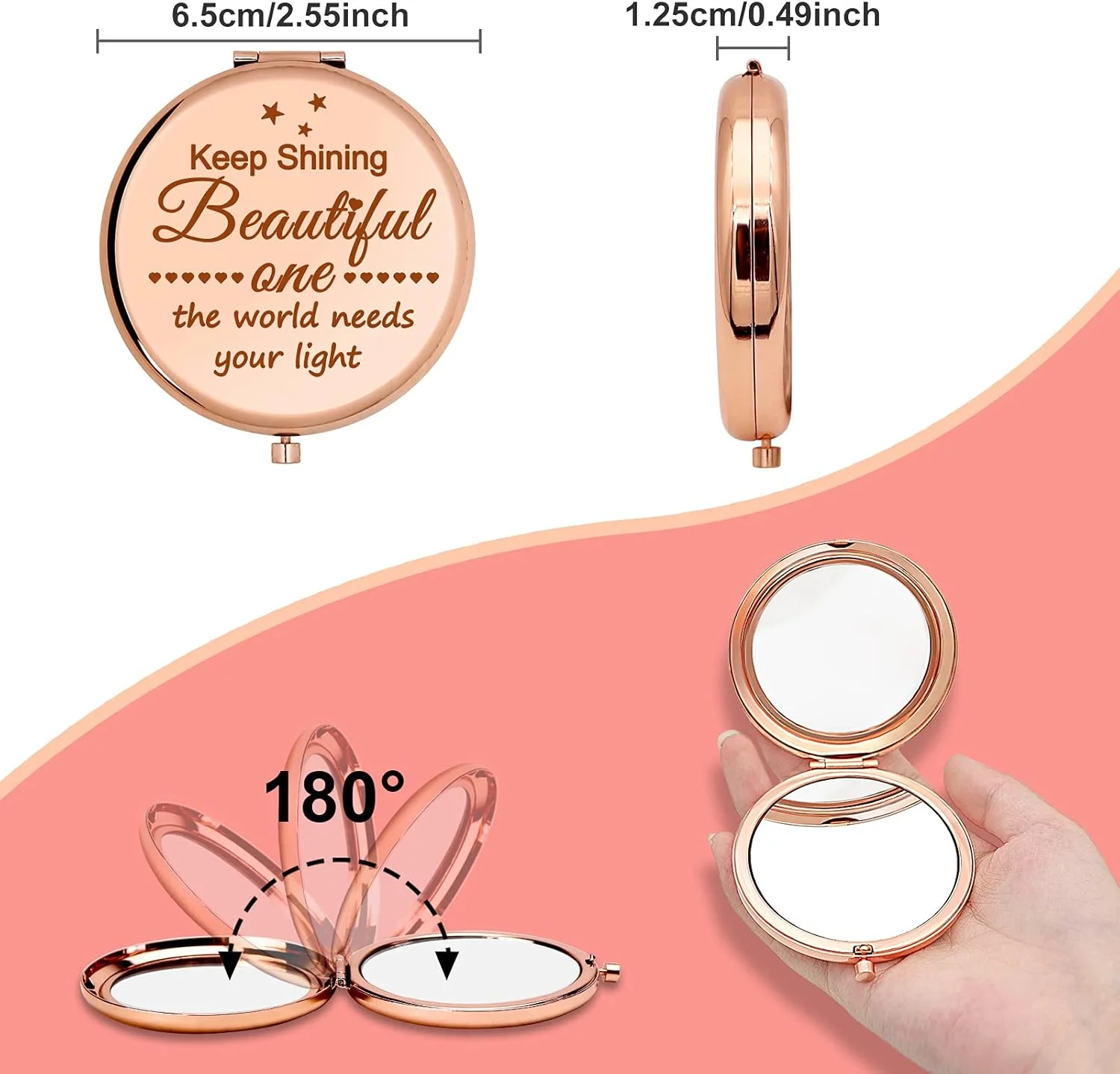 آینه آرایشی جیبی جمع و جور با طرح الهام بخش برای دختر، دوست دختر، خواهر، همسر، هدیه تولد، هدیه عروسی، هدیه فارغ التحصیلی آینه آرایشی جیبی جمع و جور با طرح الهام بخش برای دختر، دوست دختر، خواهر، همسر، هدیه تولد، هدیه عروسی، هدیه فارغ التحصیلی