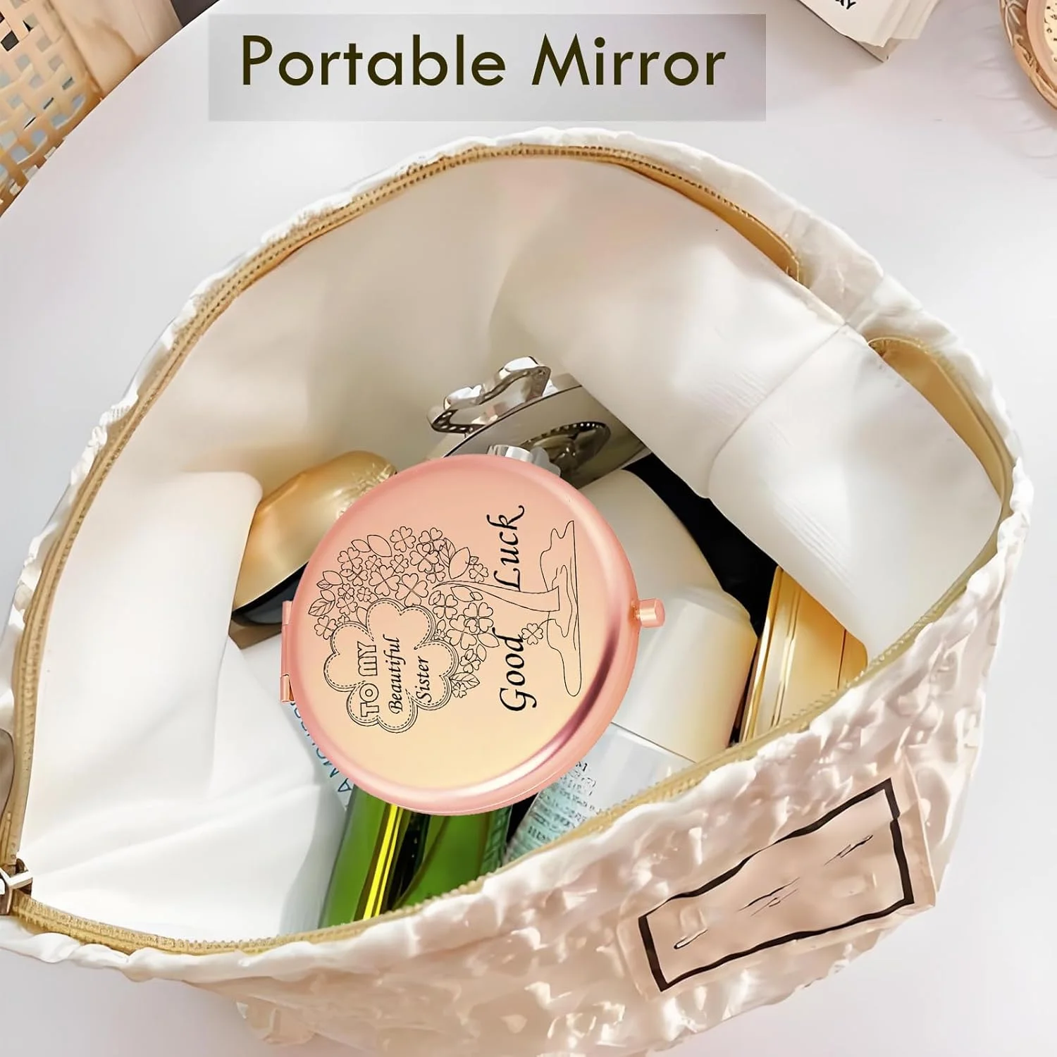 آینه جیبی ITXIYC، آینه مسافرتی کوچک دو طرفه با بزرگنمایی 1X/2X، آینه آرایشی فلزی قابل حمل (رزگلد) آینه جیبی ITXIYC، آینه مسافرتی کوچک دو طرفه با بزرگنمایی 1X/2X، آینه آرایشی فلزی قابل حمل (رزگلد)