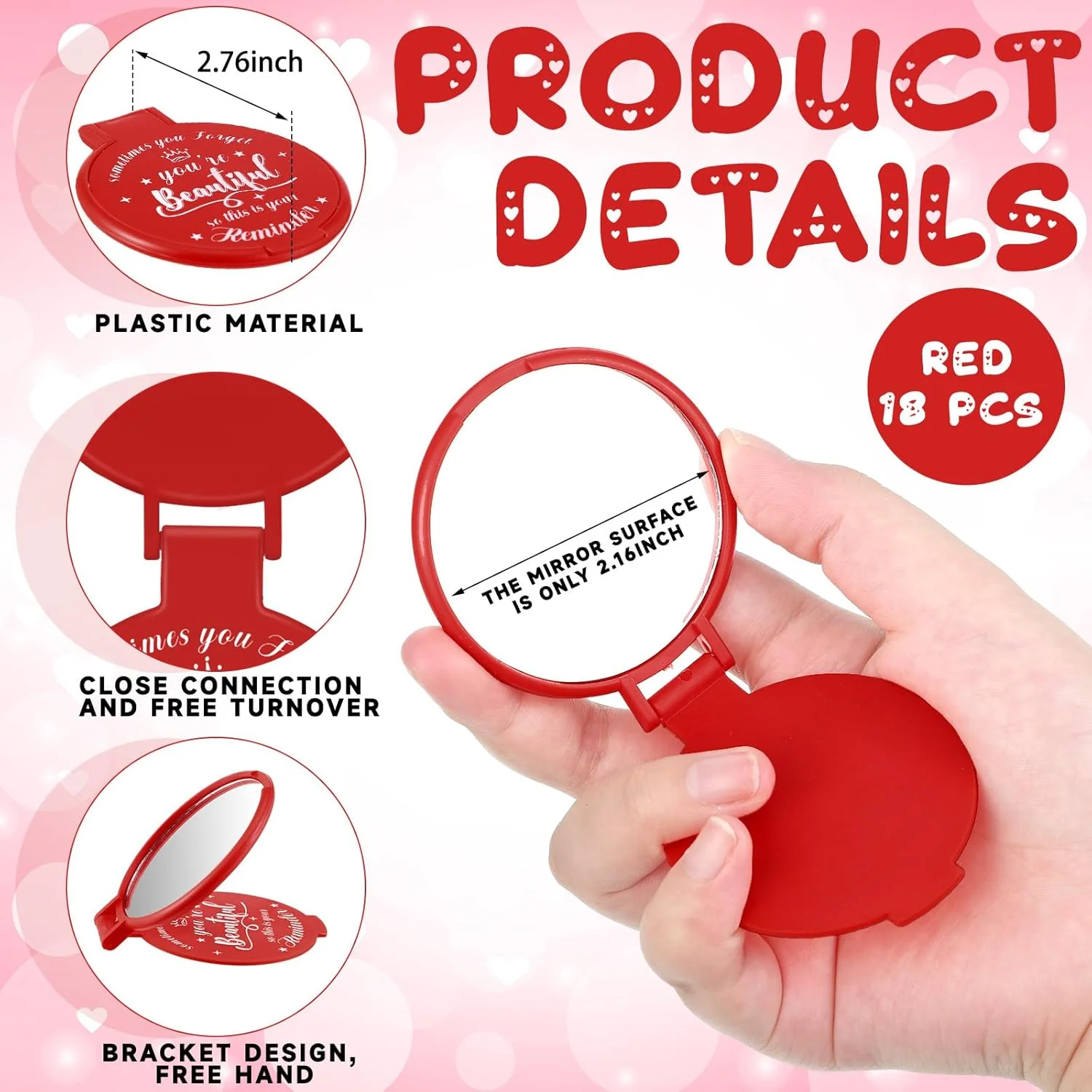 آینه جیبی الهام بخش Gulfmew، بسته 18 عددی، قطر 7 سانتیمتر، آینه آرایشی گرد، آینه شیشه ای کوچک، مناسب کیف پول، هدیه ای شخصی برای زنان، همکاران، معلمان، فارغ التحصیلان و دوستان (قرمز) آینه جیبی الهام بخش Gulfmew، بسته 18 عددی، قطر 7 سانتیمتر، آینه آرایشی گرد، آینه شیشه ای کوچک، مناسب کیف پول، هدیه ای شخصی برای زنان، همکاران، معلمان، فارغ التحصیلان و دوستان (قرمز)