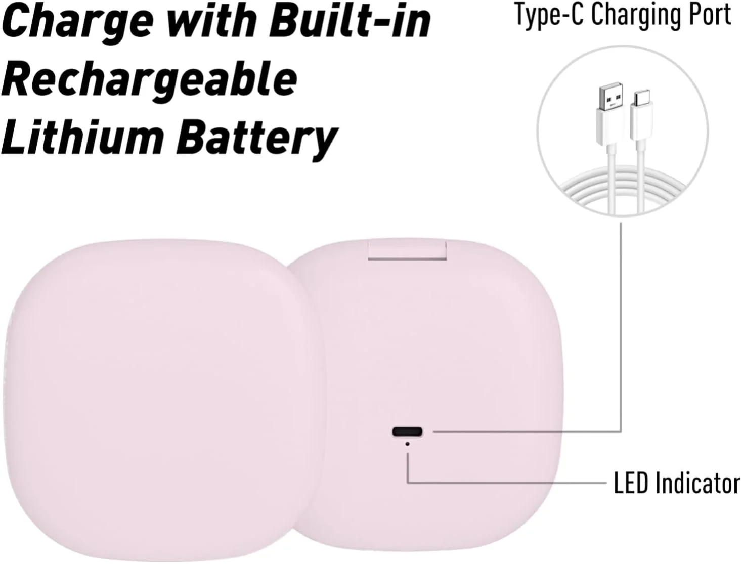 آینه جیبی LED GUFAC، آینه دو طرفه با بزرگنمایی 1x/10x و نور، آینه آرایشی مسافرتی، آینه جیبی 3.5 اینچی مناسب کیف دستی (صورتی)