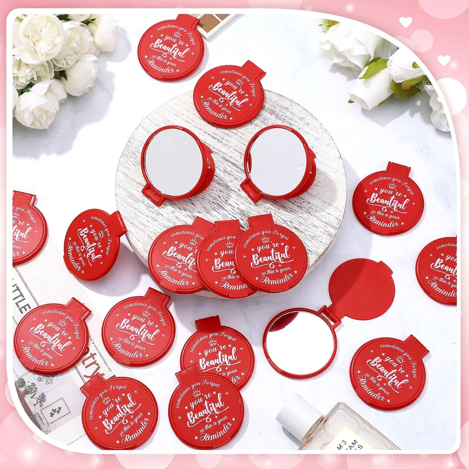 آینه جیبی الهام بخش Gulfmew، بسته 18 عددی، قطر 7 سانتیمتر، آینه آرایشی گرد، آینه شیشه ای کوچک، مناسب کیف پول، هدیه ای شخصی برای زنان، همکاران، معلمان، فارغ التحصیلان و دوستان (قرمز) آینه جیبی الهام بخش Gulfmew، بسته 18 عددی، قطر 7 سانتیمتر، آینه آرایشی گرد، آینه شیشه ای کوچک، مناسب کیف پول، هدیه ای شخصی برای زنان، همکاران، معلمان، فارغ التحصیلان و دوستان (قرمز)