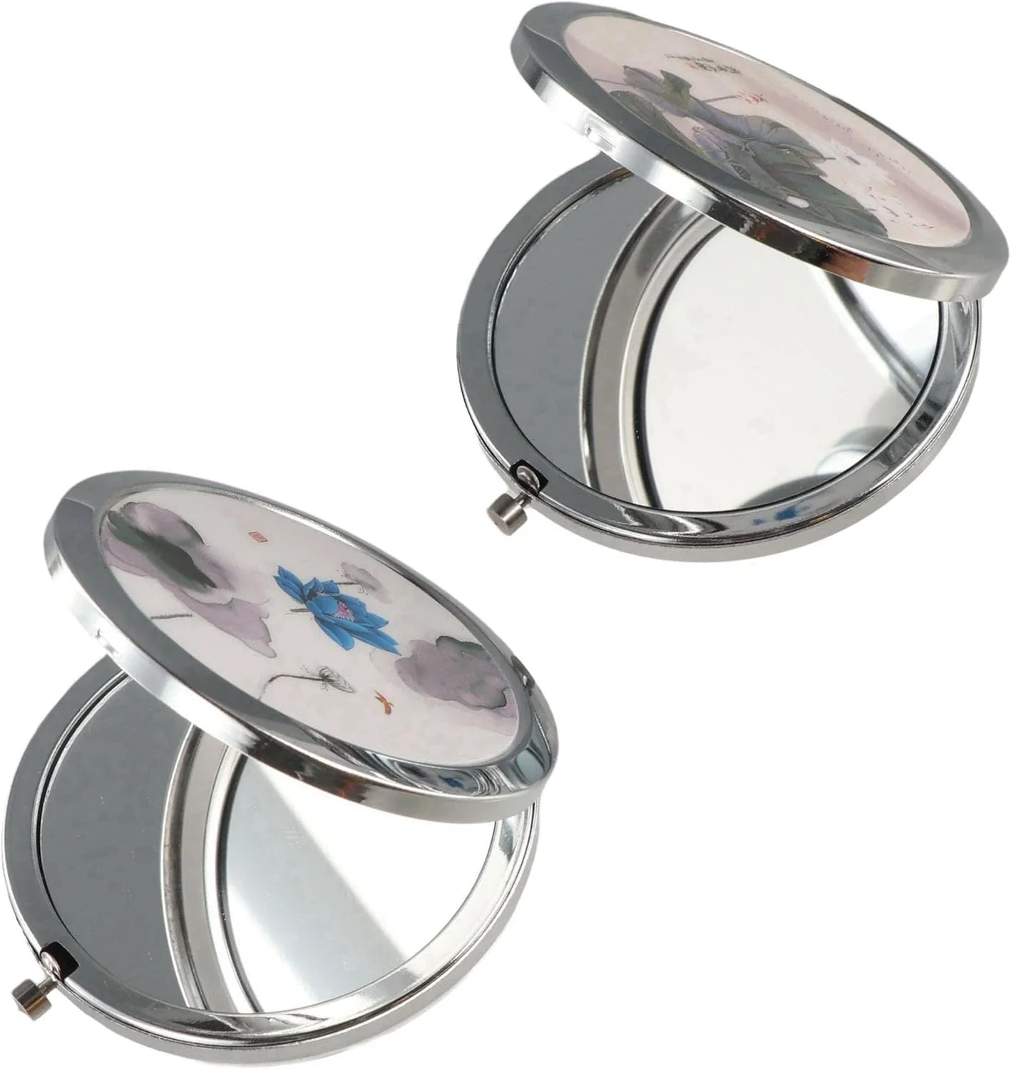 آینه آرایشی فلزی طرح لوتوس GUDEKIKL، آینه تاشو با طرح جوهر چینی، آینه جیبی دو طرفه بزرگنمایی 2.76 اینچی، آینه کوچک قابل حمل برای مسافرت (2 عدد) آینه آرایشی فلزی طرح لوتوس GUDEKIKL، آینه تاشو با طرح جوهر چینی، آینه جیبی دو طرفه بزرگنمایی 2.76 اینچی، آینه کوچک قابل حمل برای مسافرت (2 عدد)