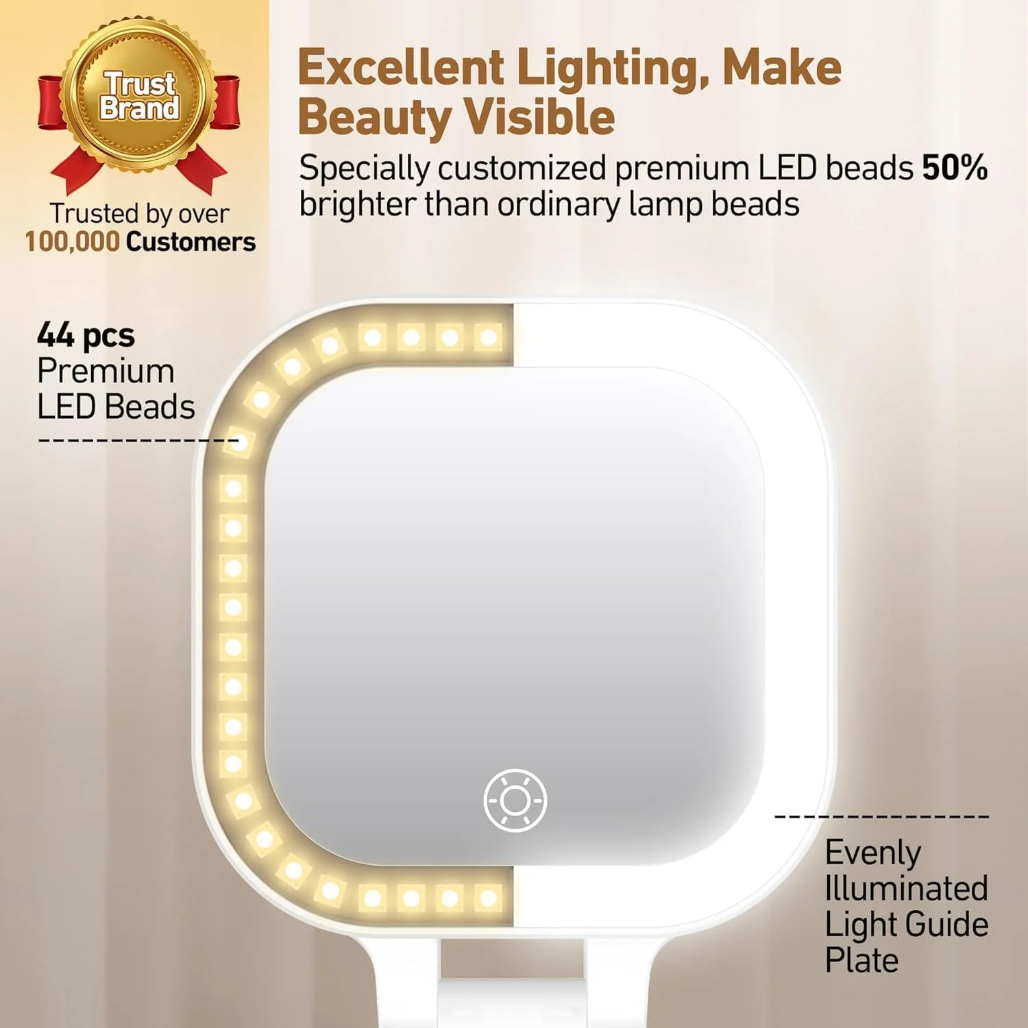 آینه مسافرتی GOMIPURU با نور، آینه بزرگنمایی 1x/30x با 3 رنگ نور و روشنایی قابل تنظیم، آینه های جیبی کوچک تاشو برای آویزان کردن دستی 4.5" x 3.9"، عرضه می شود