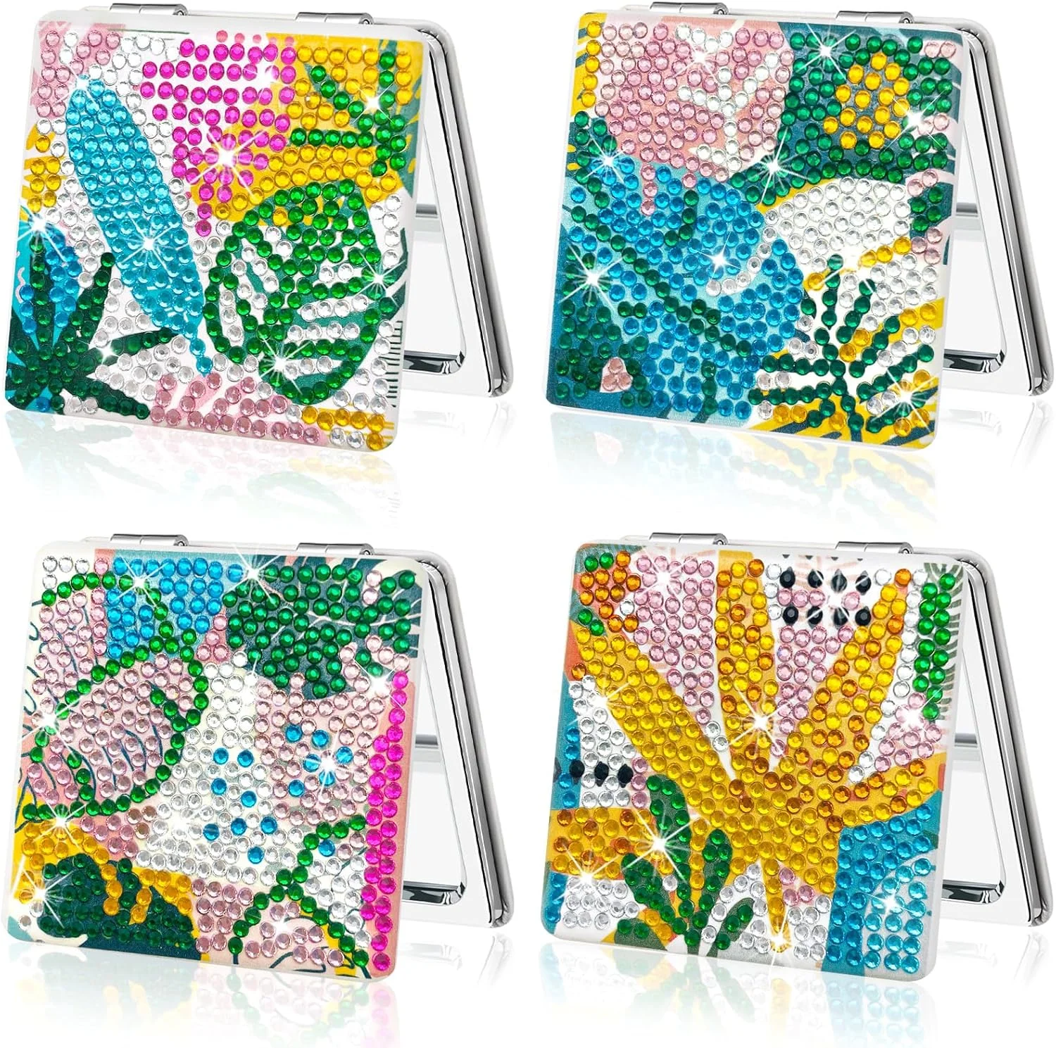 آینه آرایشی تاشو قابل حمل با نقاشی الماس طرح گل، آینه هنری الماس DIY، آینه آرایشی 4 عددی، هدیه تولد کریسمس برای زنان و دختران آینه آرایشی تاشو قابل حمل با نقاشی الماس طرح گل، آینه هنری الماس DIY، آینه آرایشی 4 عددی، هدیه تولد کریسمس برای زنان و دختران