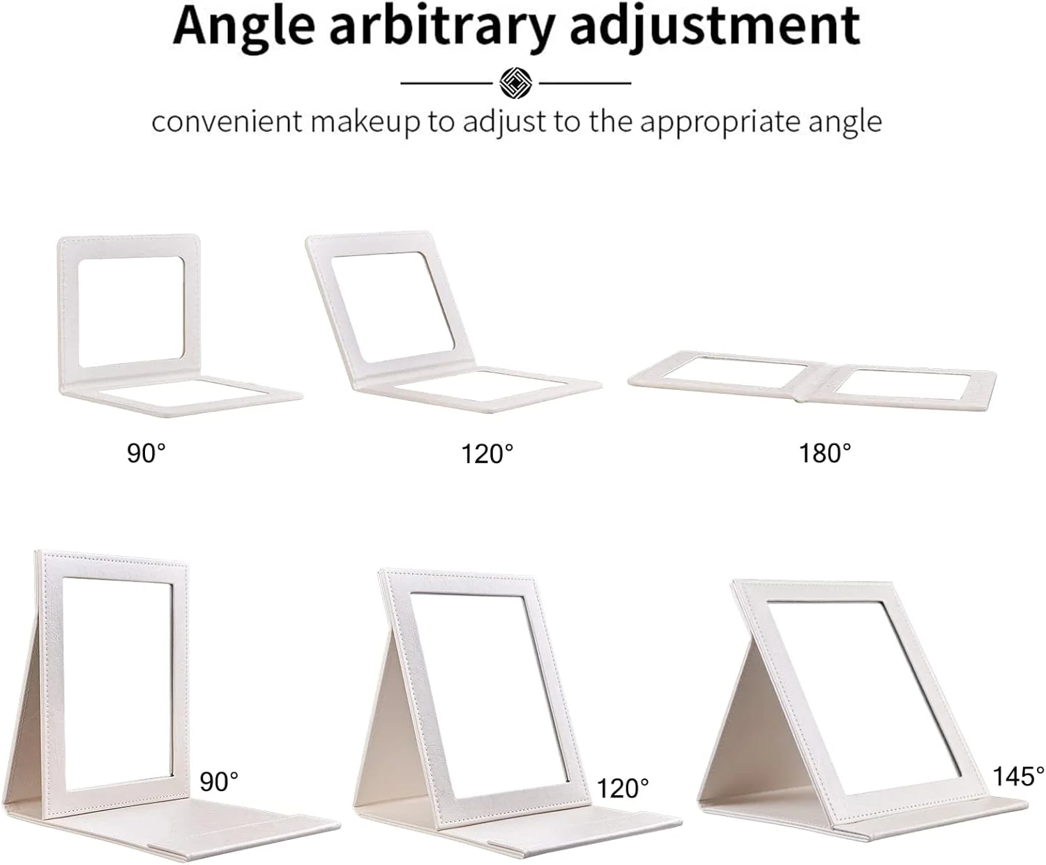 آینه آرایشی تاشو قابل حمل FITDON، بسته 2 عددی، آینه رومیزی مسافرتی با پایه، آینه رومیزی چرمی PU جمع و جور