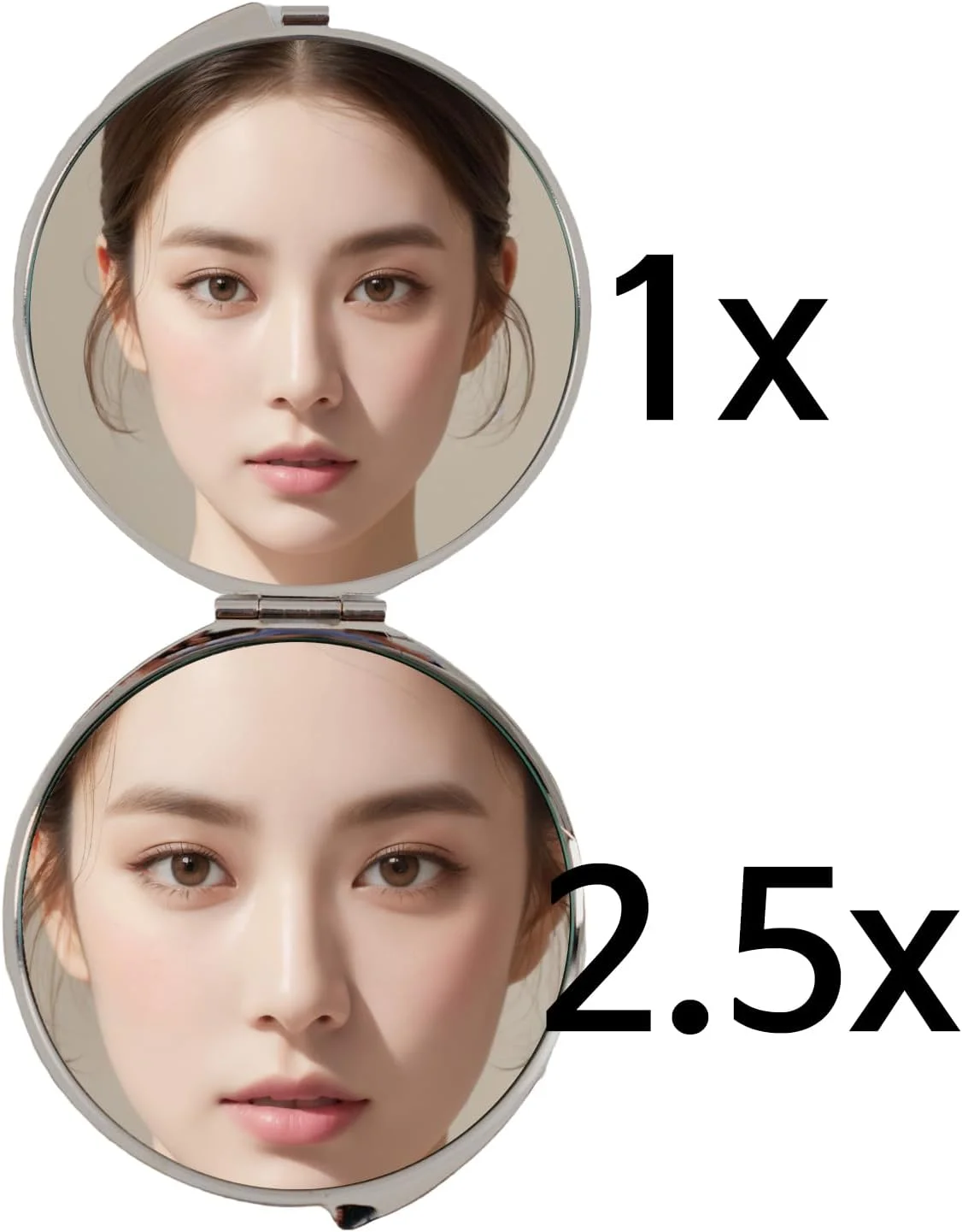 آینه جیبی دو طرفه صدفی فوریه مانتین - هدیه برای زنان، مادر و خواهر - ایده تولد و کریسمس خاص - شیک و مناسب سفر